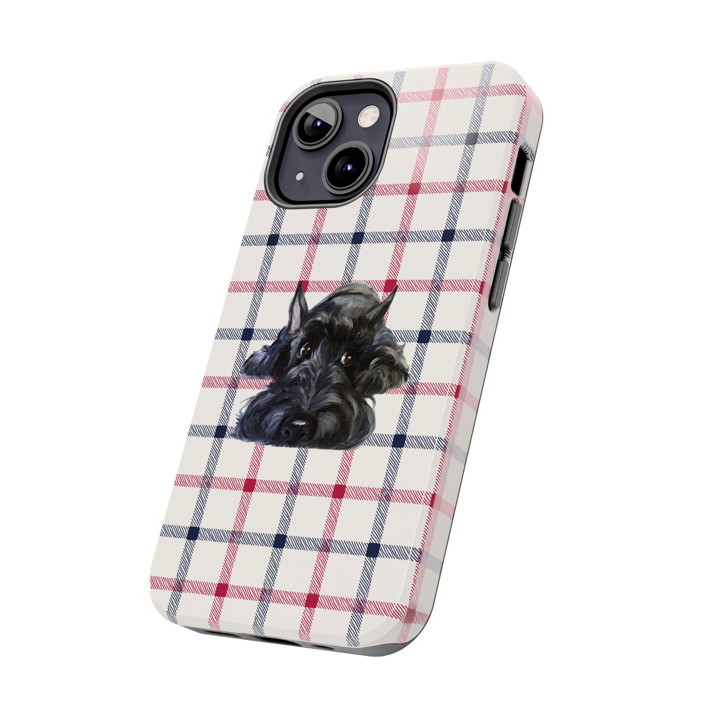 Scottish Terrier Phone Case, Tough Cases, Scottie Dog Phone Cover, Gift for Dog Lovers, Plaid Design
