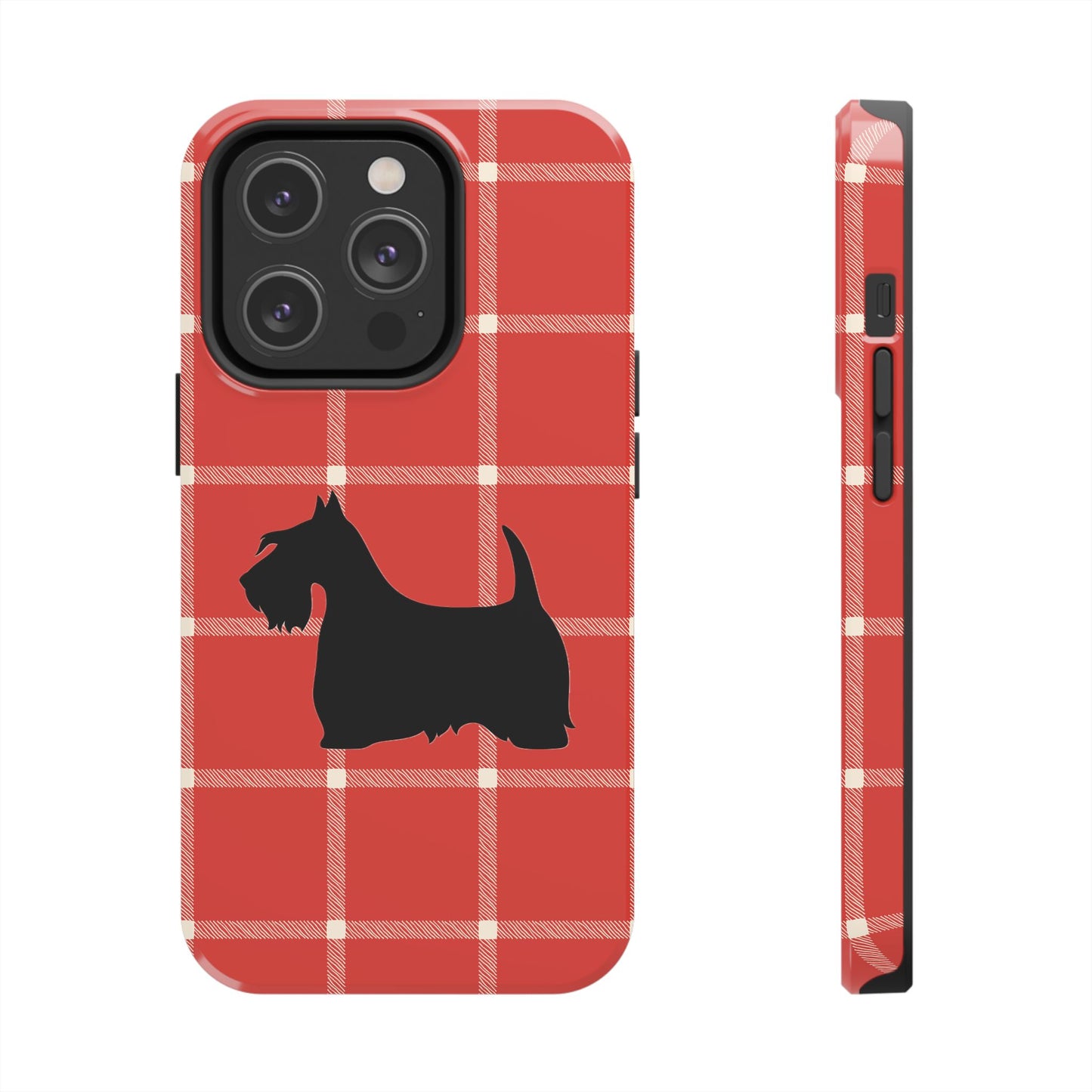 Scottish Terrier Phone Case, Tough Cases, Scottie Dog Phone Cover, Gift for Dog Lovers, Plaid Design
