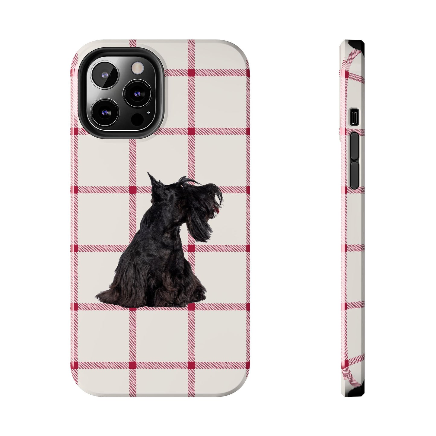 Scottish Terrier Phone Case, Tough Cases, Scottie Dog Phone Cover, Gift for Dog Lovers, Plaid Design