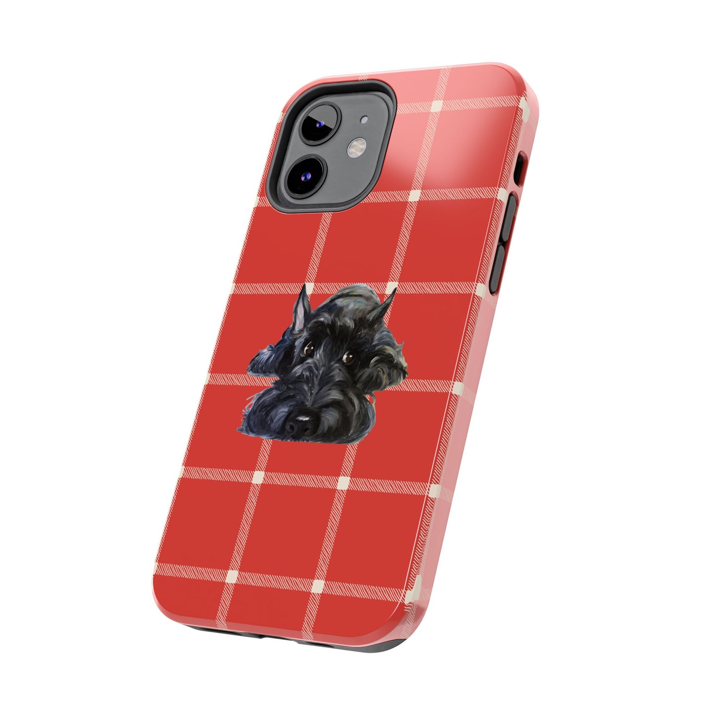 Scottish Terrier Phone Case, Tough Cases, Scottie Dog Phone Cover, Gift for Dog Lovers, Plaid Design