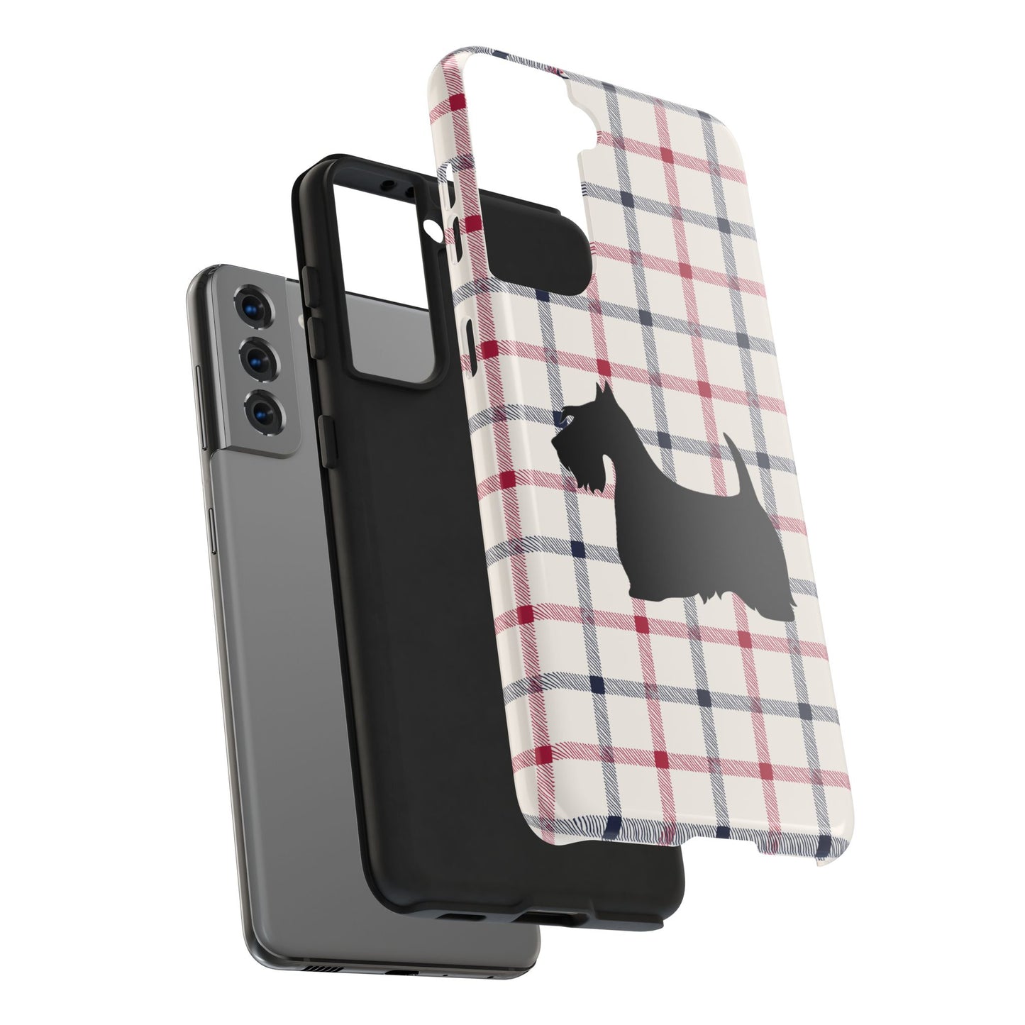 Scottish Terrier Phone Case, Tough Cases, Scottie Dog Phone Cover, Gift for Dog Lovers, Plaid Design