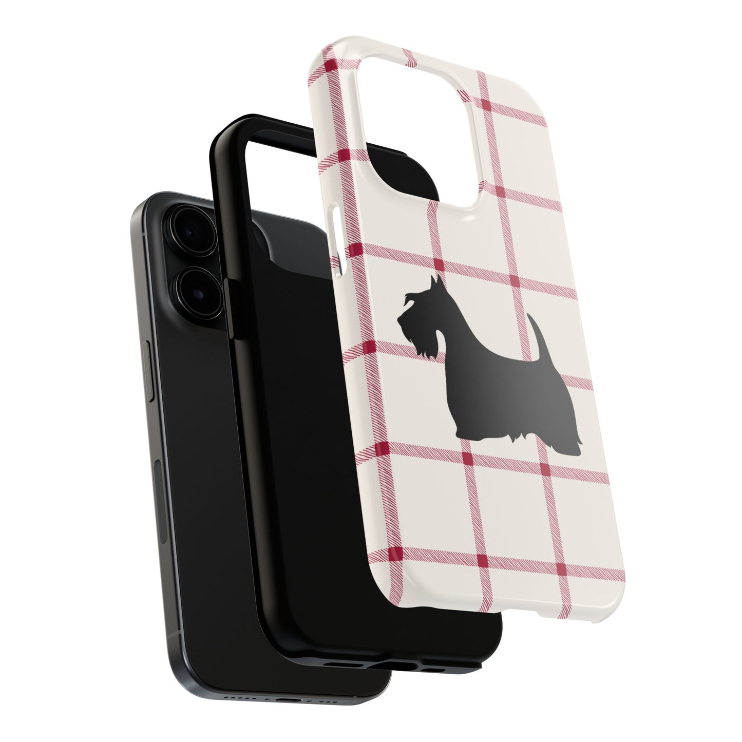 Scottish Terrier Phone Case, Tough Cases, Scottie Dog Phone Cover, Gift for Dog Lovers, Plaid Design