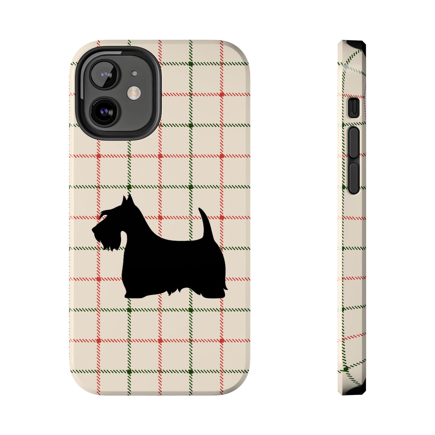 Scottish Terrier Phone Case, Tough Cases, Scottie Dog Phone Cover, Gift for Dog Lovers, Plaid Design