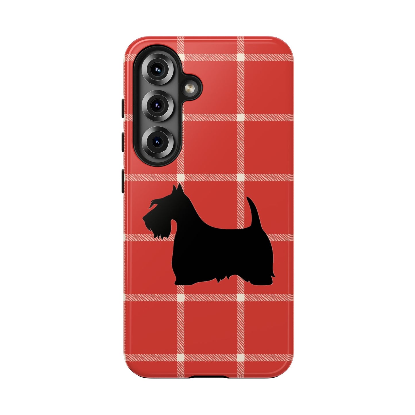 Scottish Terrier Phone Case, Tough Cases, Scottie Dog Phone Cover, Gift for Dog Lovers, Plaid Design