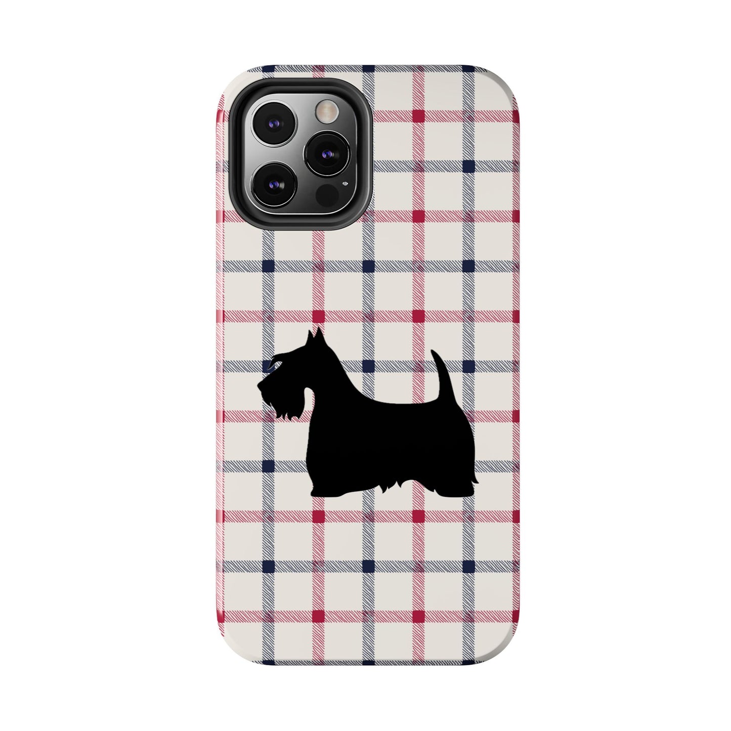 Scottish Terrier Phone Case, Tough Cases, Scottie Dog Phone Cover, Gift for Dog Lovers, Plaid Design