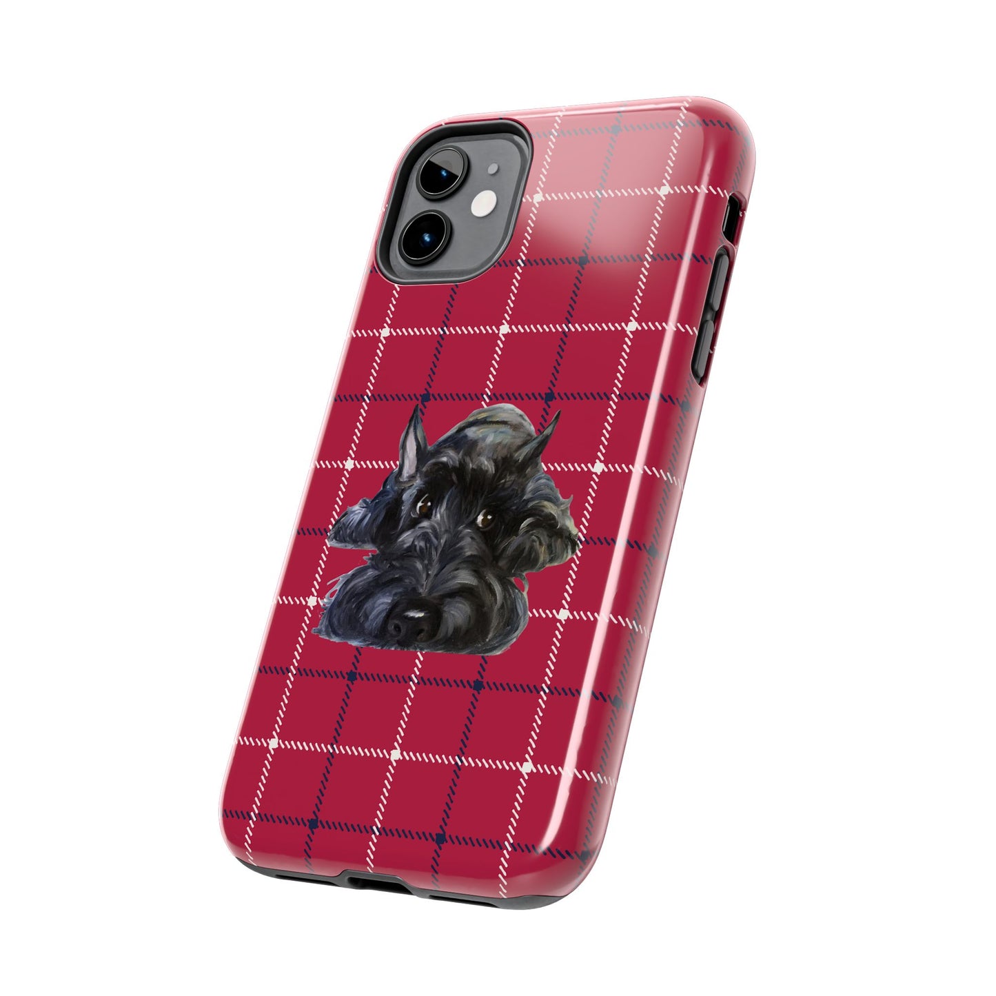 Scottish Terrier Phone Case, Tough Cases, Scottie Dog Phone Cover, Gift for Dog Lovers, Plaid Design