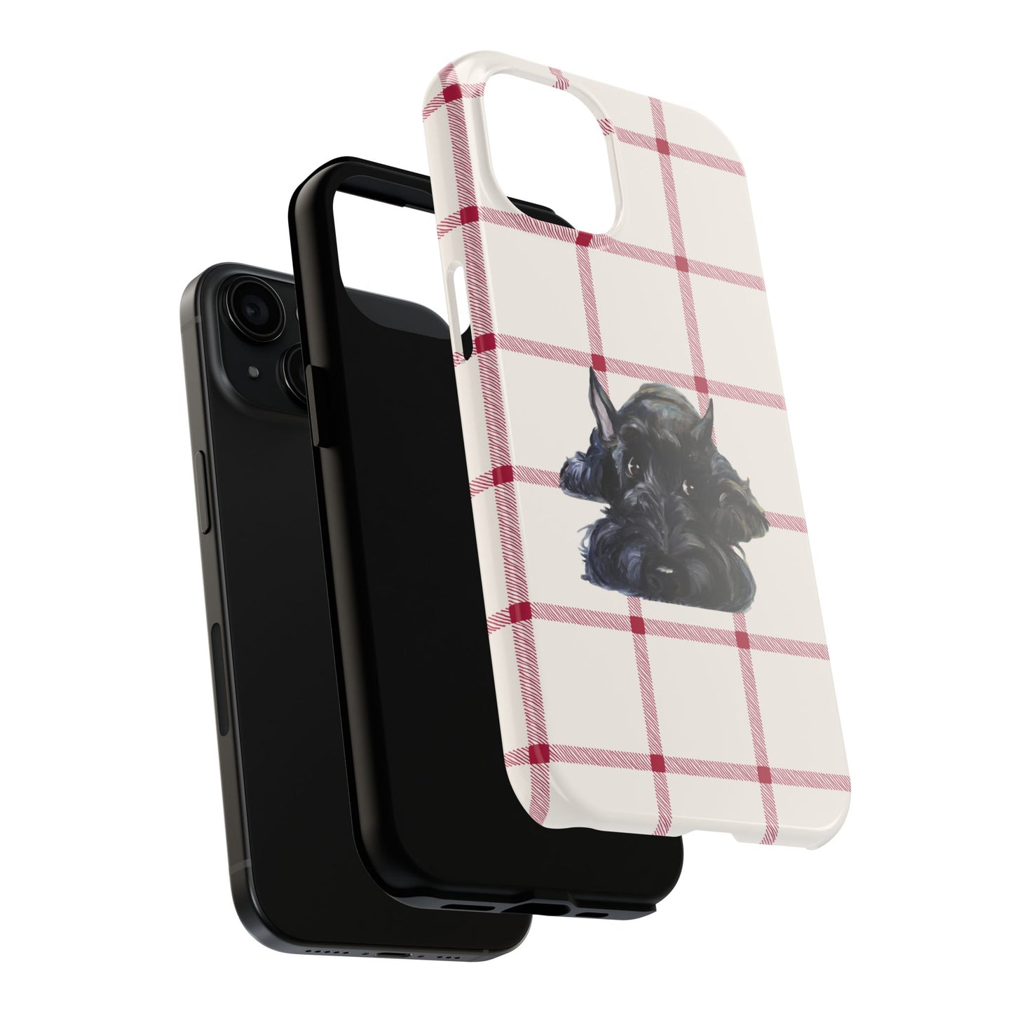 Scottish Terrier Phone Case, Tough Cases, Scottie Dog Phone Cover, Gift for Dog Lovers, Plaid Design