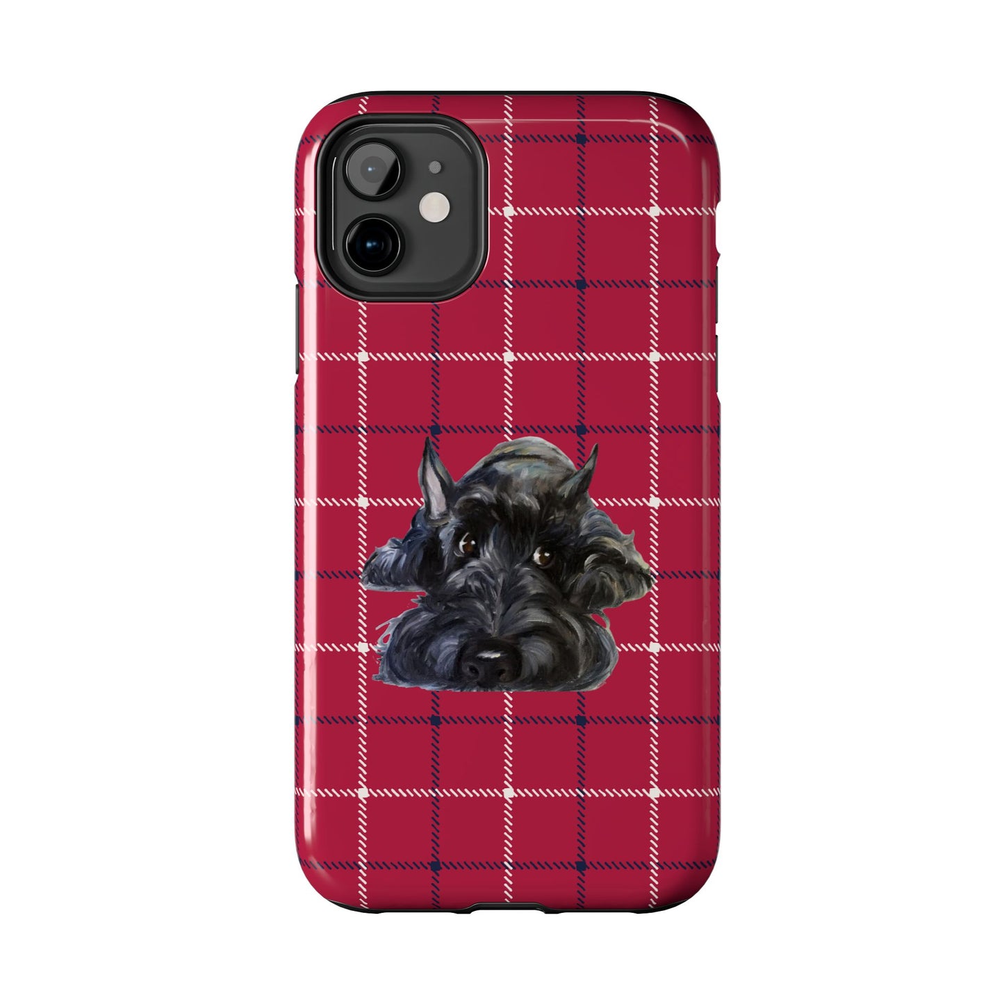 Scottish Terrier Phone Case, Tough Cases, Scottie Dog Phone Cover, Gift for Dog Lovers, Plaid Design