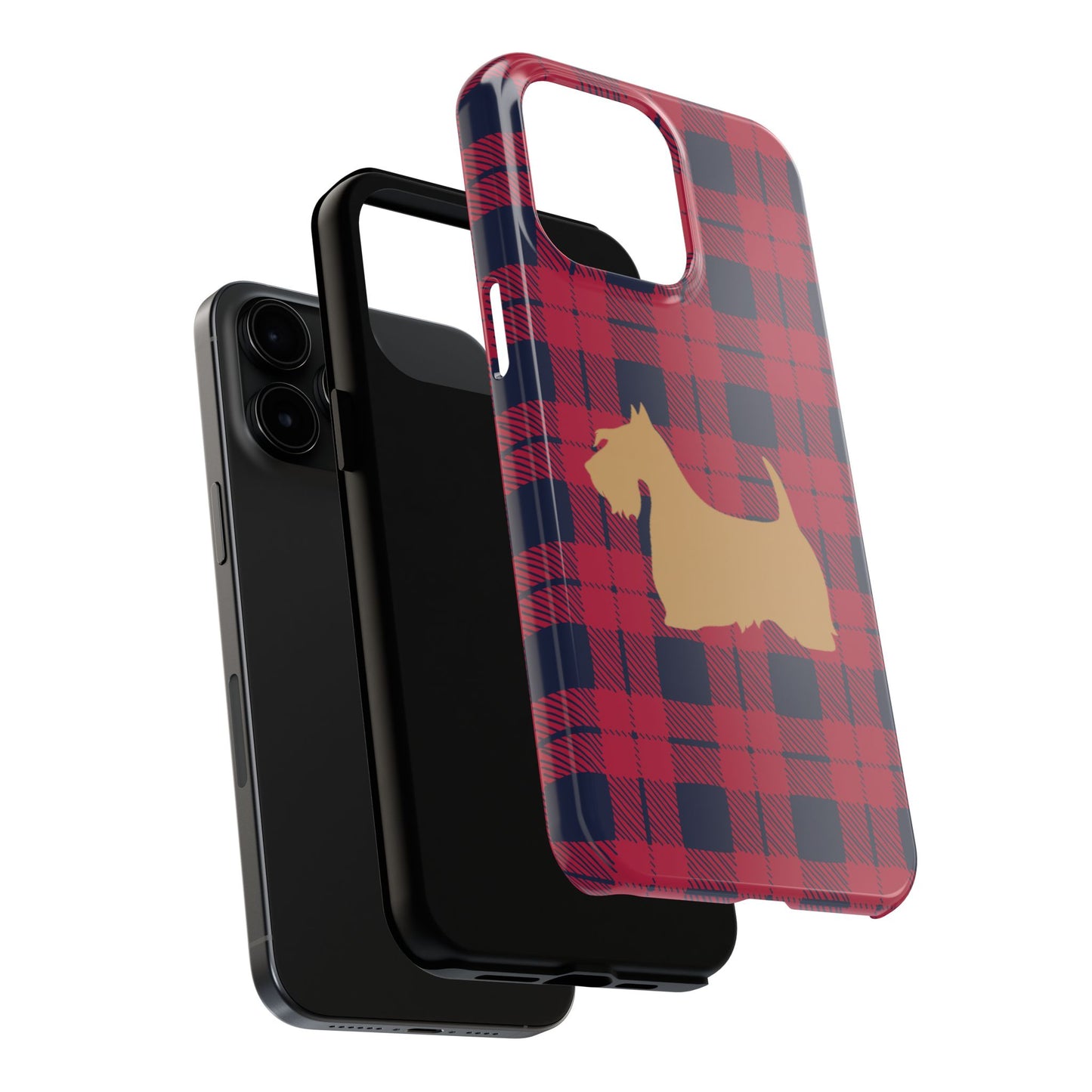 Scottish Terrier Phone Case, Tough Cases, Scottie Dog Phone Cover, Gift for Dog Lovers, Plaid Design