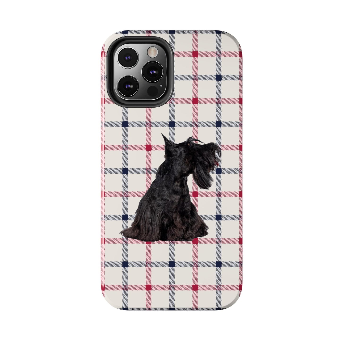 Scottish Terrier Phone Case, Tough Cases, Scottie Dog Phone Cover, Gift for Dog Lovers, Plaid Design