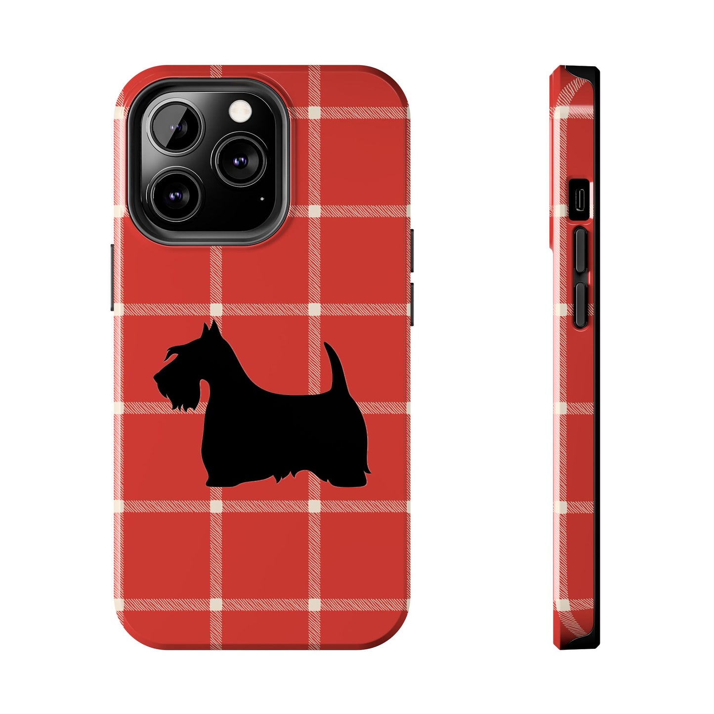 Scottish Terrier Phone Case, Tough Cases, Scottie Dog Phone Cover, Gift for Dog Lovers, Plaid Design