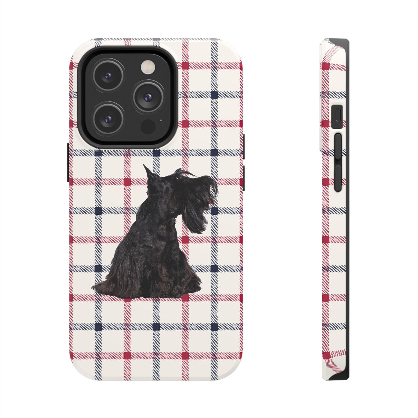 Scottish Terrier Phone Case, Tough Cases, Scottie Dog Phone Cover, Gift for Dog Lovers, Plaid Design