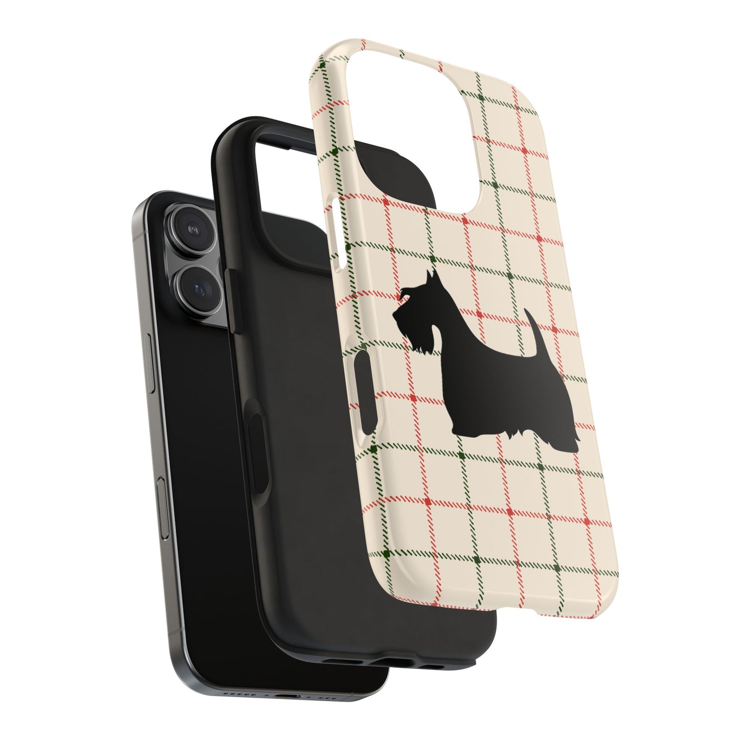 Scottish Terrier Phone Case, Tough Cases, Scottie Dog Phone Cover, Gift for Dog Lovers, Plaid Design