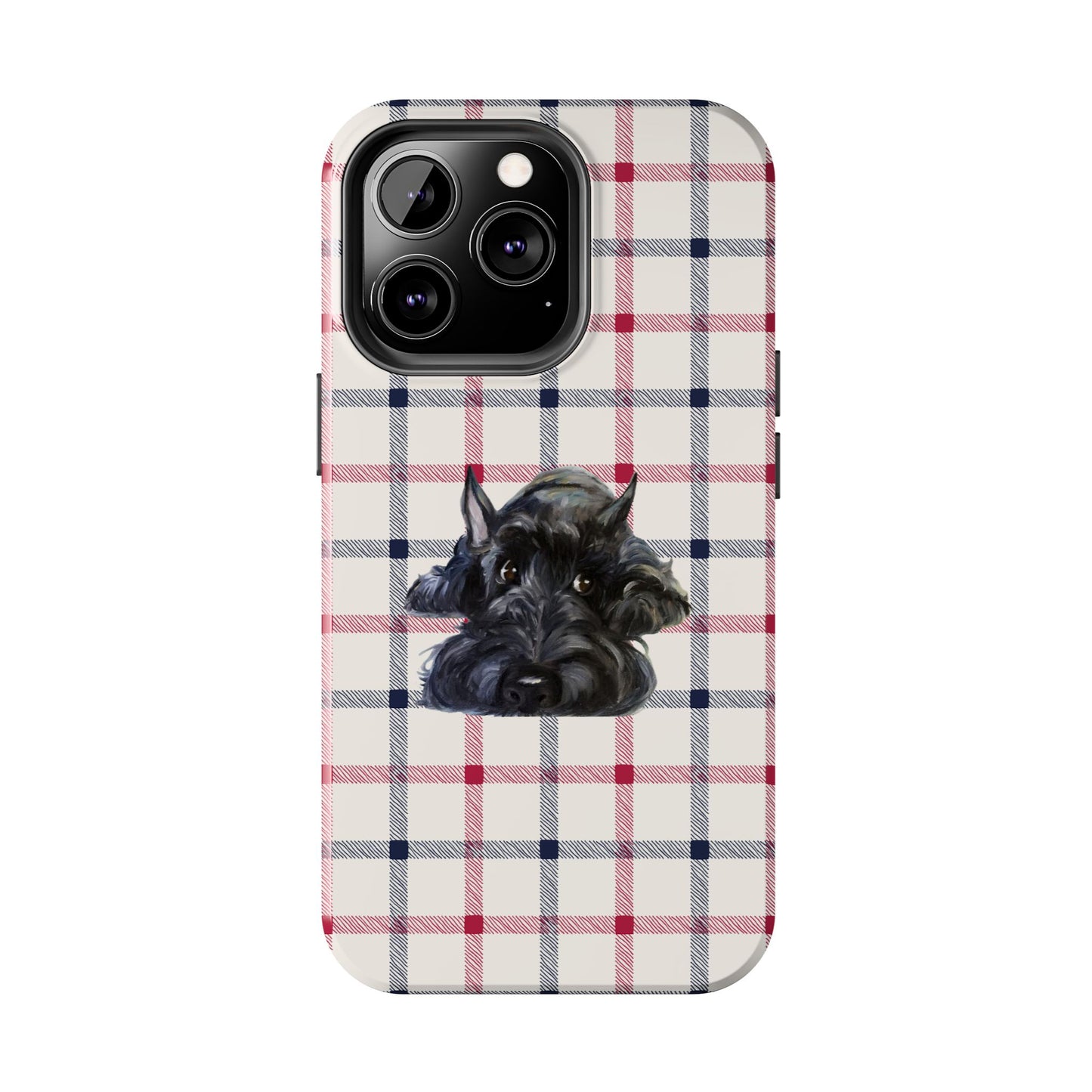 Scottish Terrier Phone Case, Tough Cases, Scottie Dog Phone Cover, Gift for Dog Lovers, Plaid Design