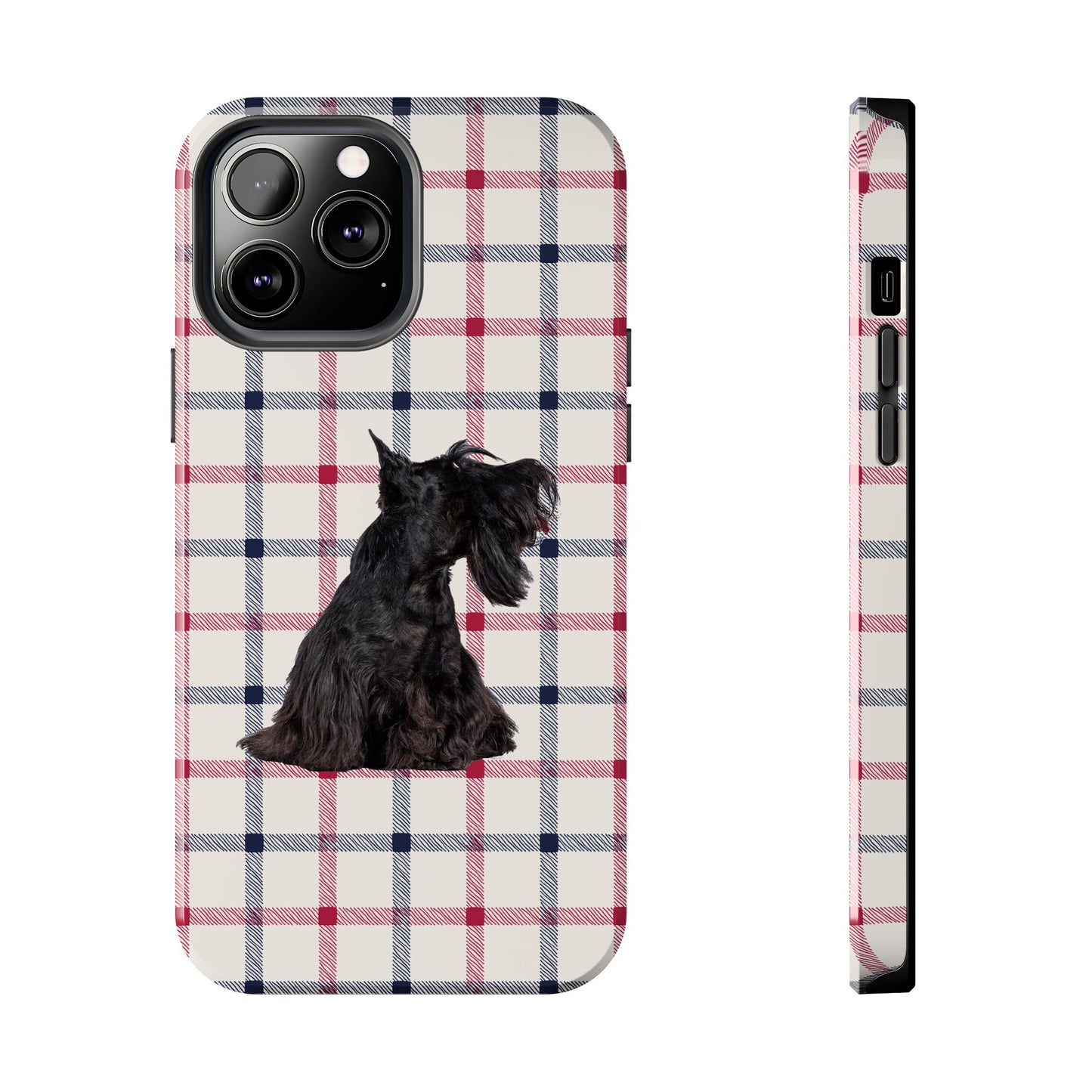 Scottish Terrier Phone Case, Tough Cases, Scottie Dog Phone Cover, Gift for Dog Lovers, Plaid Design