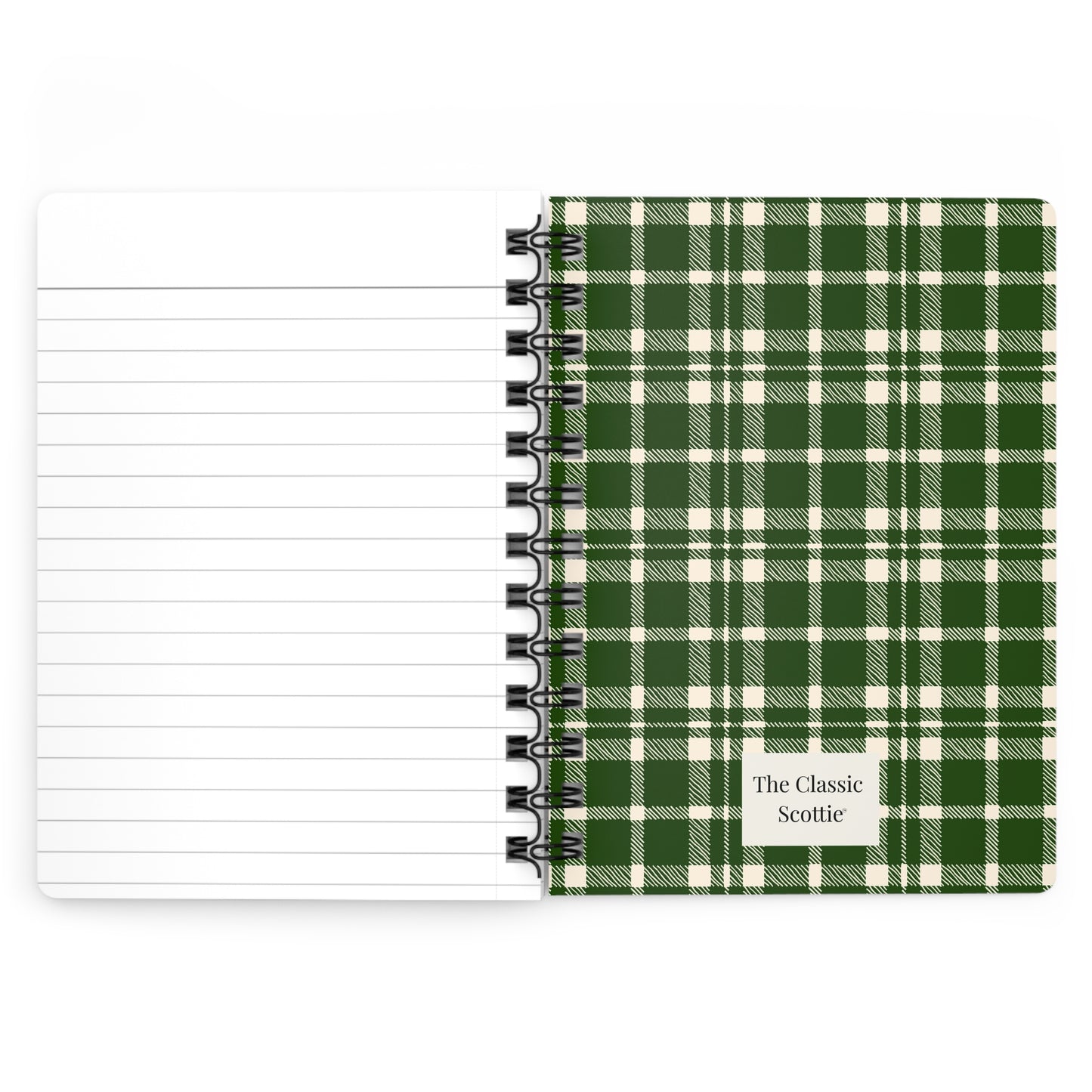 Plaid Spiral Bound Journal with Scottish Terrier Silhouette, Notebooks for Gifts, School Supplies, Writing, Pet Lovers