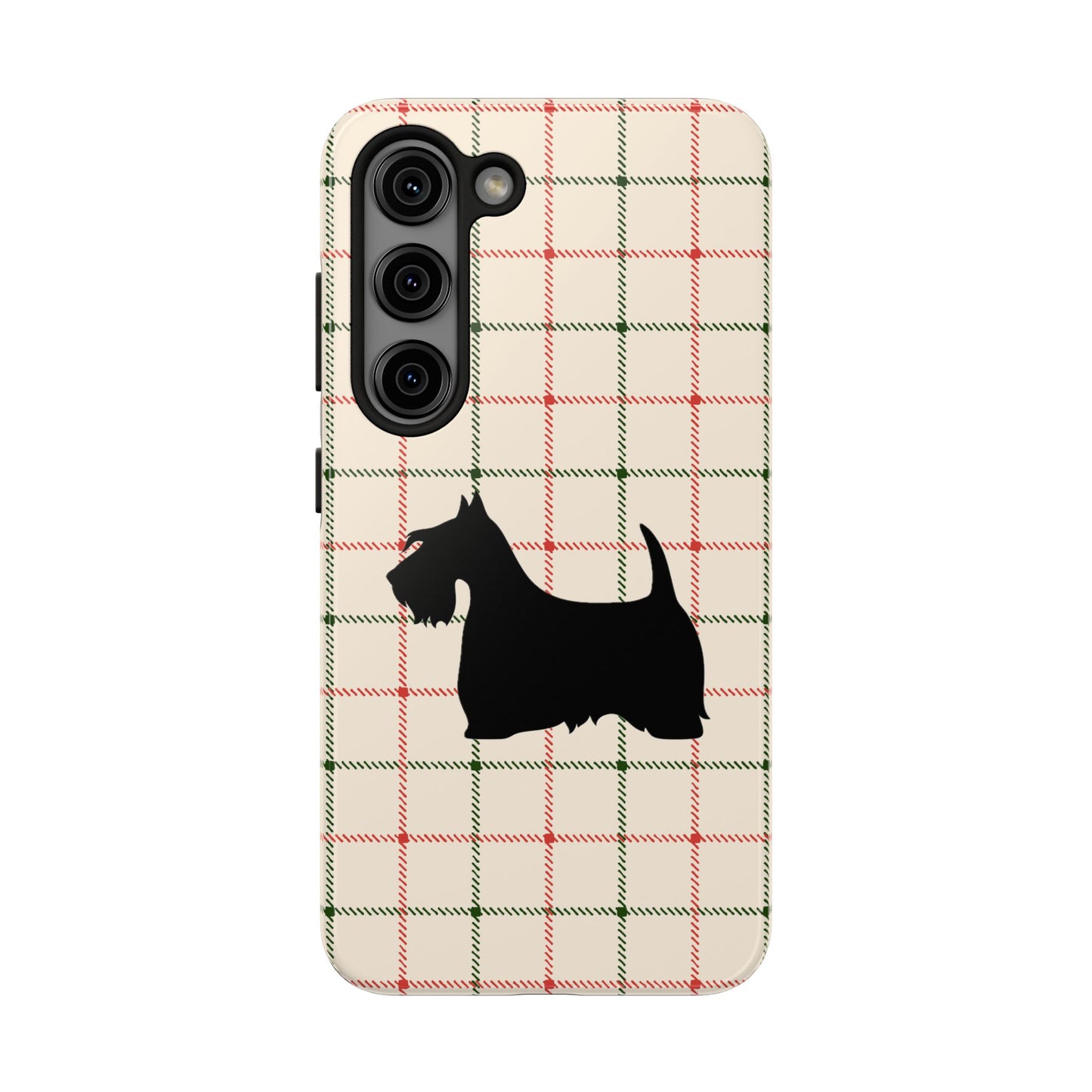Scottish Terrier Phone Case, Tough Cases, Scottie Dog Phone Cover, Gift for Dog Lovers, Plaid Design