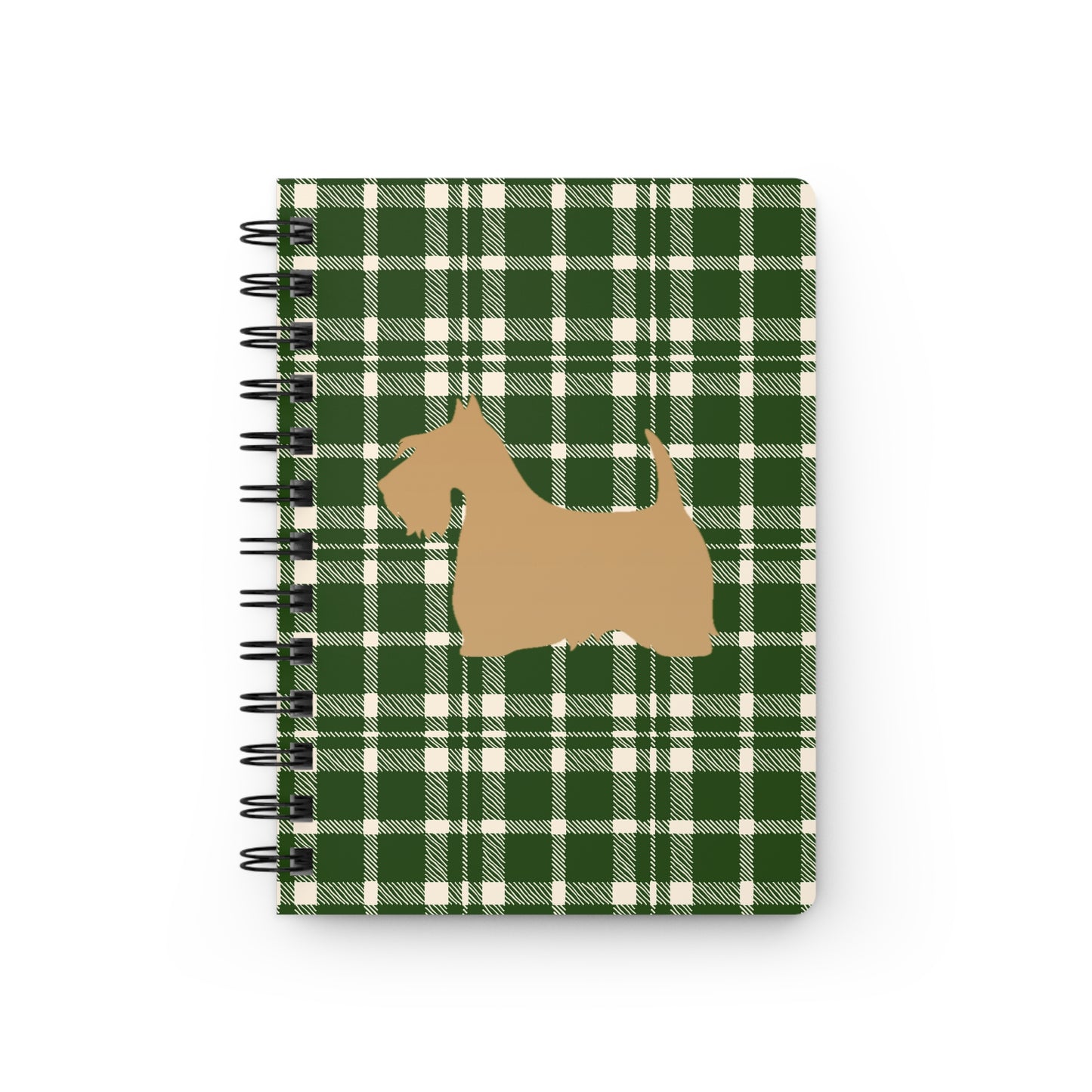Plaid Spiral Bound Journal with Scottish Terrier Silhouette, Notebooks for Gifts, School Supplies, Writing, Pet Lovers