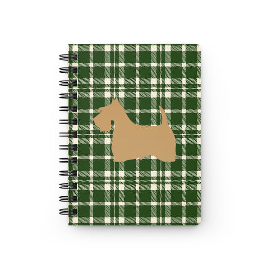 Plaid Spiral Bound Journal with Scottish Terrier Silhouette, Notebooks for Gifts, School Supplies, Writing, Pet Lovers