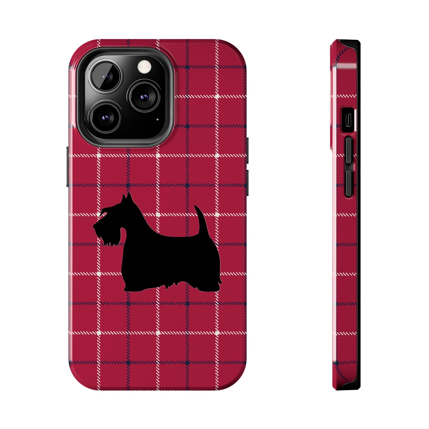 Scottish Terrier Phone Case, Tough Cases, Scottie Dog Phone Cover, Gift for Dog Lovers, Plaid Design