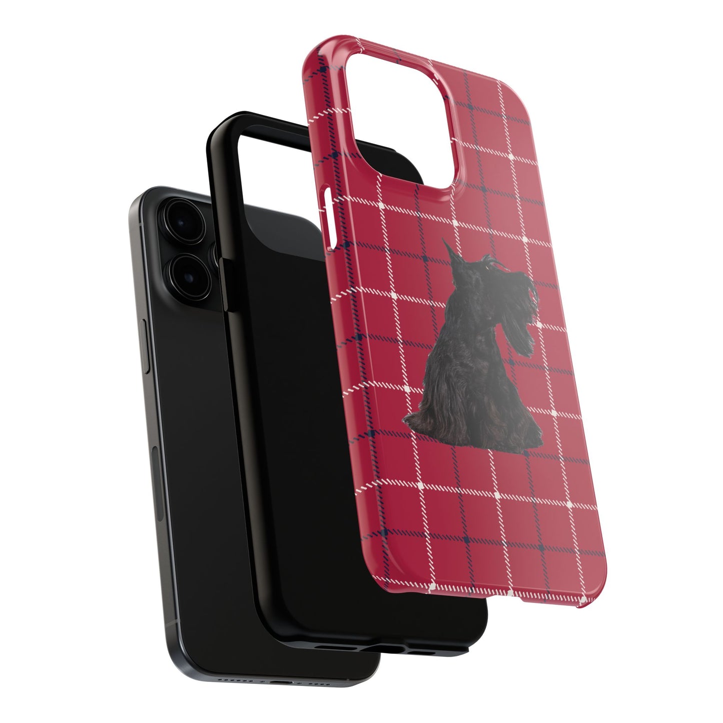 Scottish Terrier Phone Case, Tough Cases, Scottie Dog Phone Cover, Gift for Dog Lovers, Plaid Design