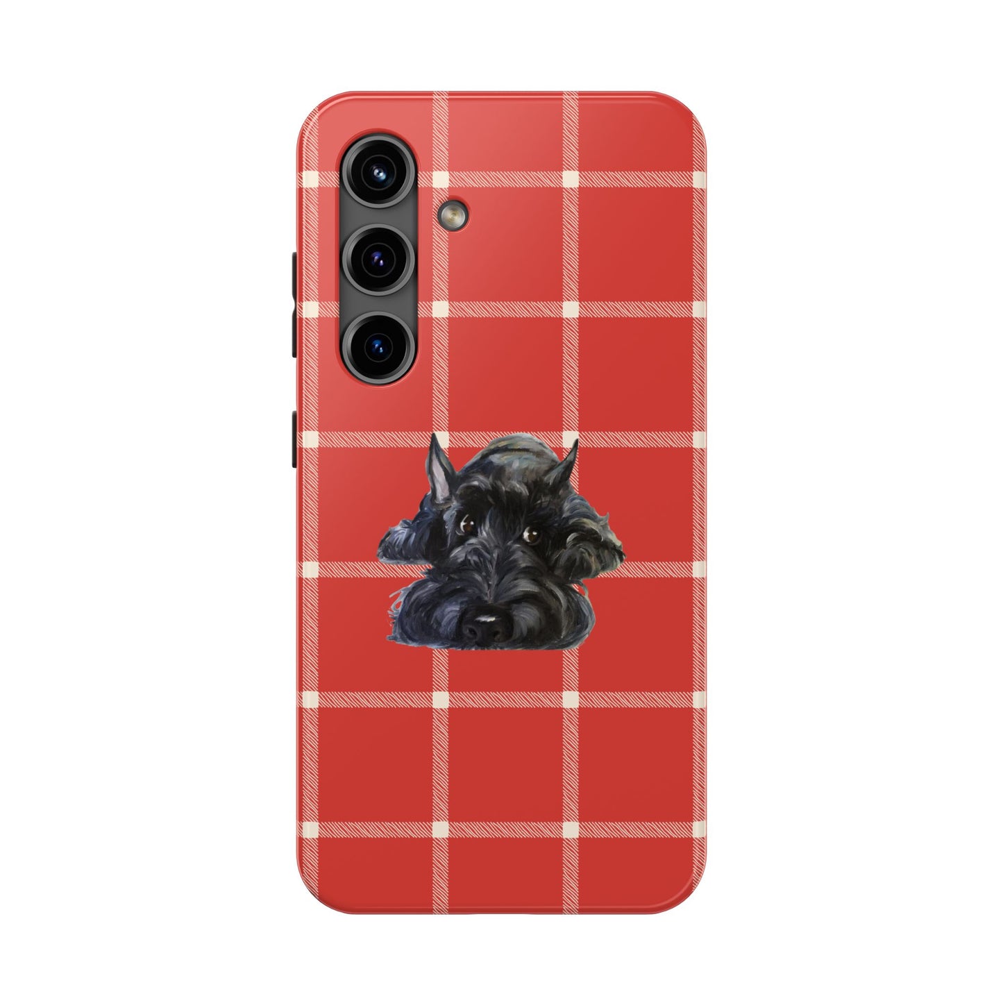 Scottish Terrier Phone Case, Tough Cases, Scottie Dog Phone Cover, Gift for Dog Lovers, Plaid Design