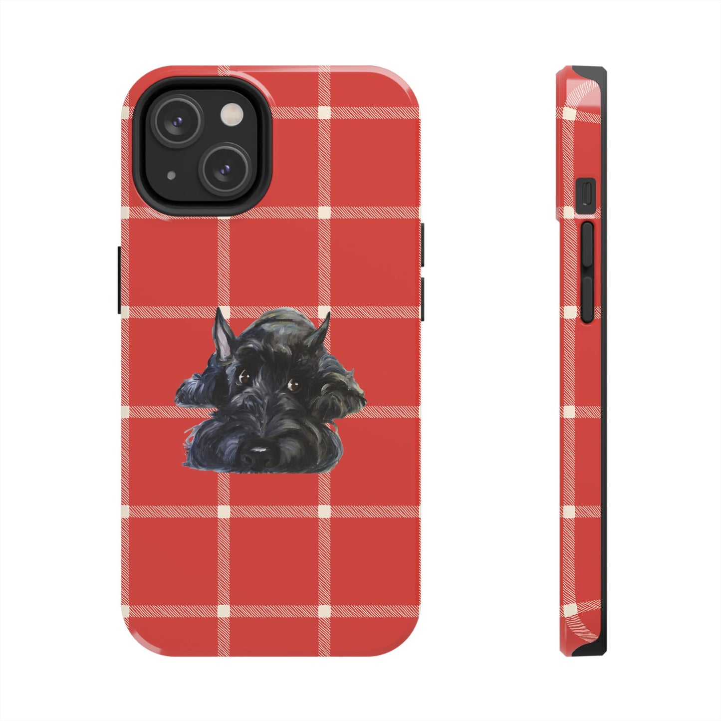 Scottish Terrier Phone Case, Tough Cases, Scottie Dog Phone Cover, Gift for Dog Lovers, Plaid Design