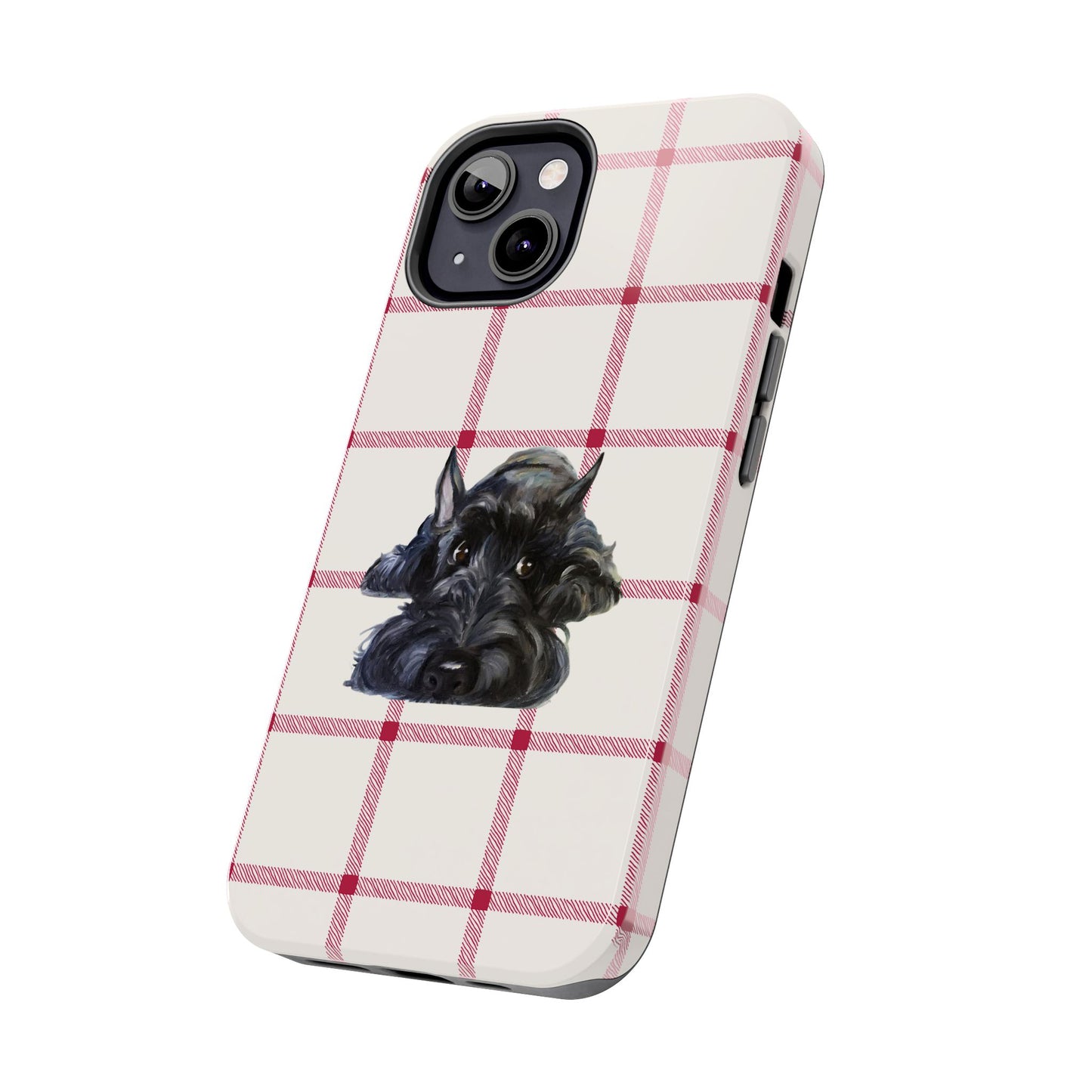 Scottish Terrier Phone Case, Tough Cases, Scottie Dog Phone Cover, Gift for Dog Lovers, Plaid Design