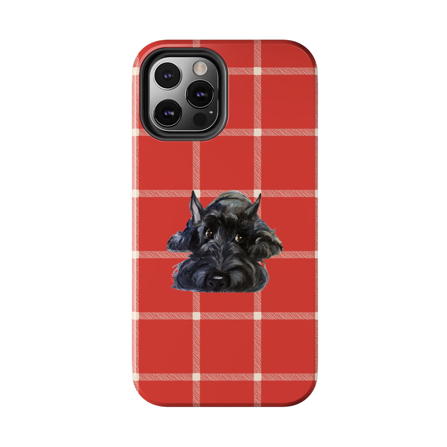 Scottish Terrier Phone Case, Tough Cases, Scottie Dog Phone Cover, Gift for Dog Lovers, Plaid Design