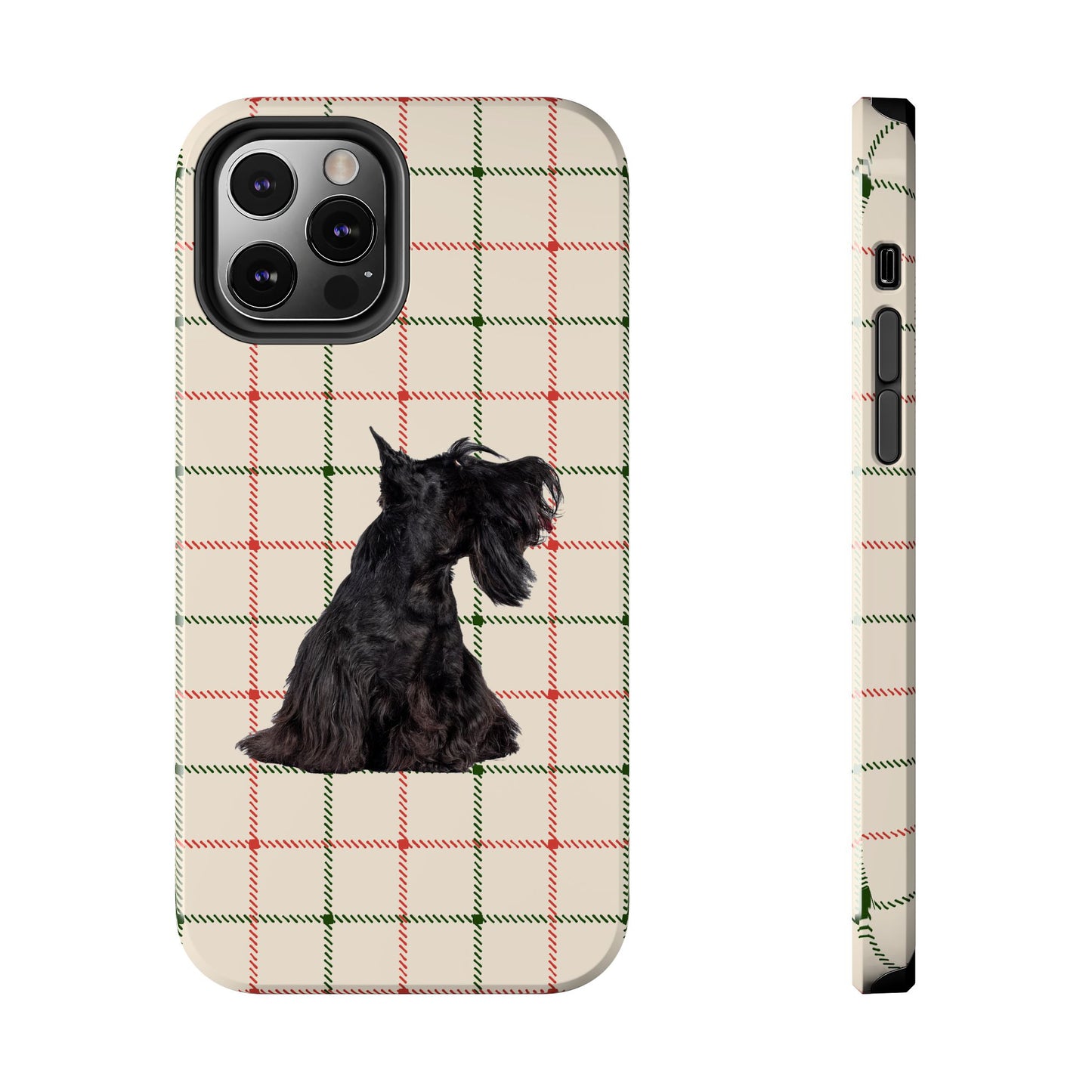 Scottish Terrier Phone Case, Tough Cases, Scottie Dog Phone Cover, Gift for Dog Lovers, Plaid Design
