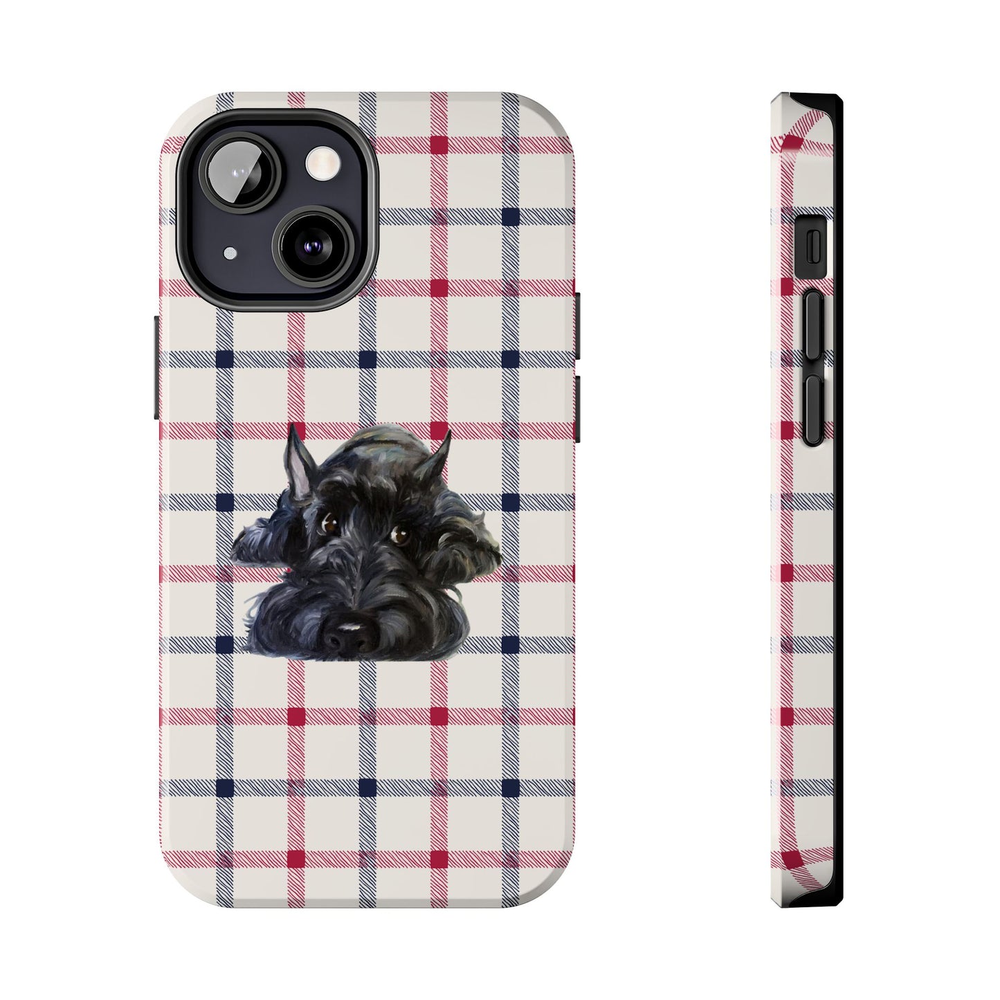 Scottish Terrier Phone Case, Tough Cases, Scottie Dog Phone Cover, Gift for Dog Lovers, Plaid Design