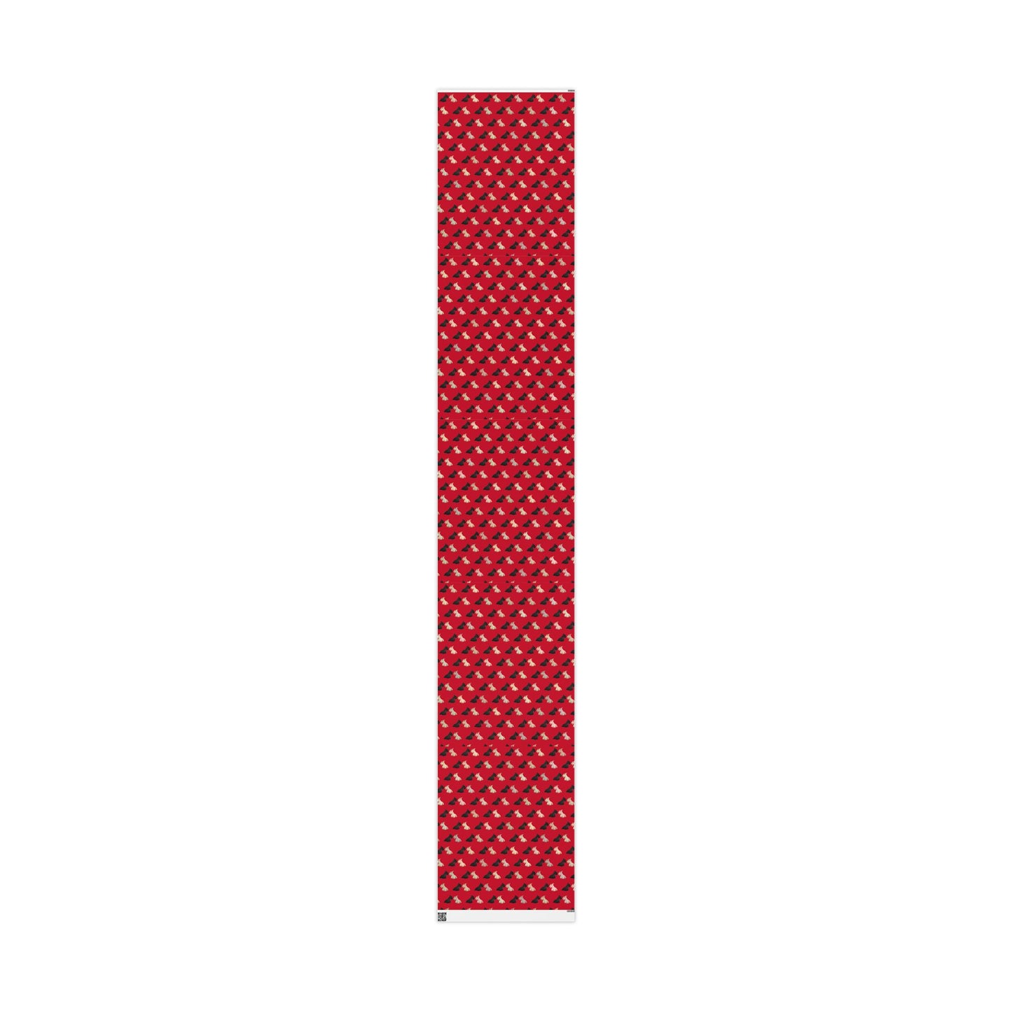 Festive Black and White Scottish Terrier Wrapping Paper for Gift Giving, Holiday, Birthday, Party, Pet Lovers, Cute Dog Design, Red Background