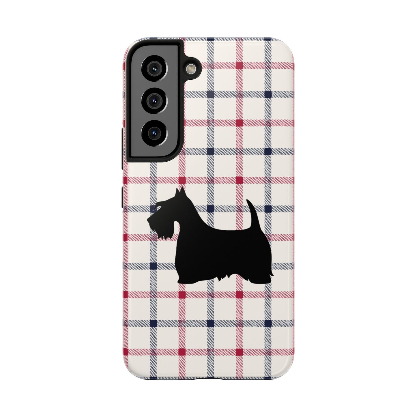 Scottish Terrier Phone Case, Tough Cases, Scottie Dog Phone Cover, Gift for Dog Lovers, Plaid Design