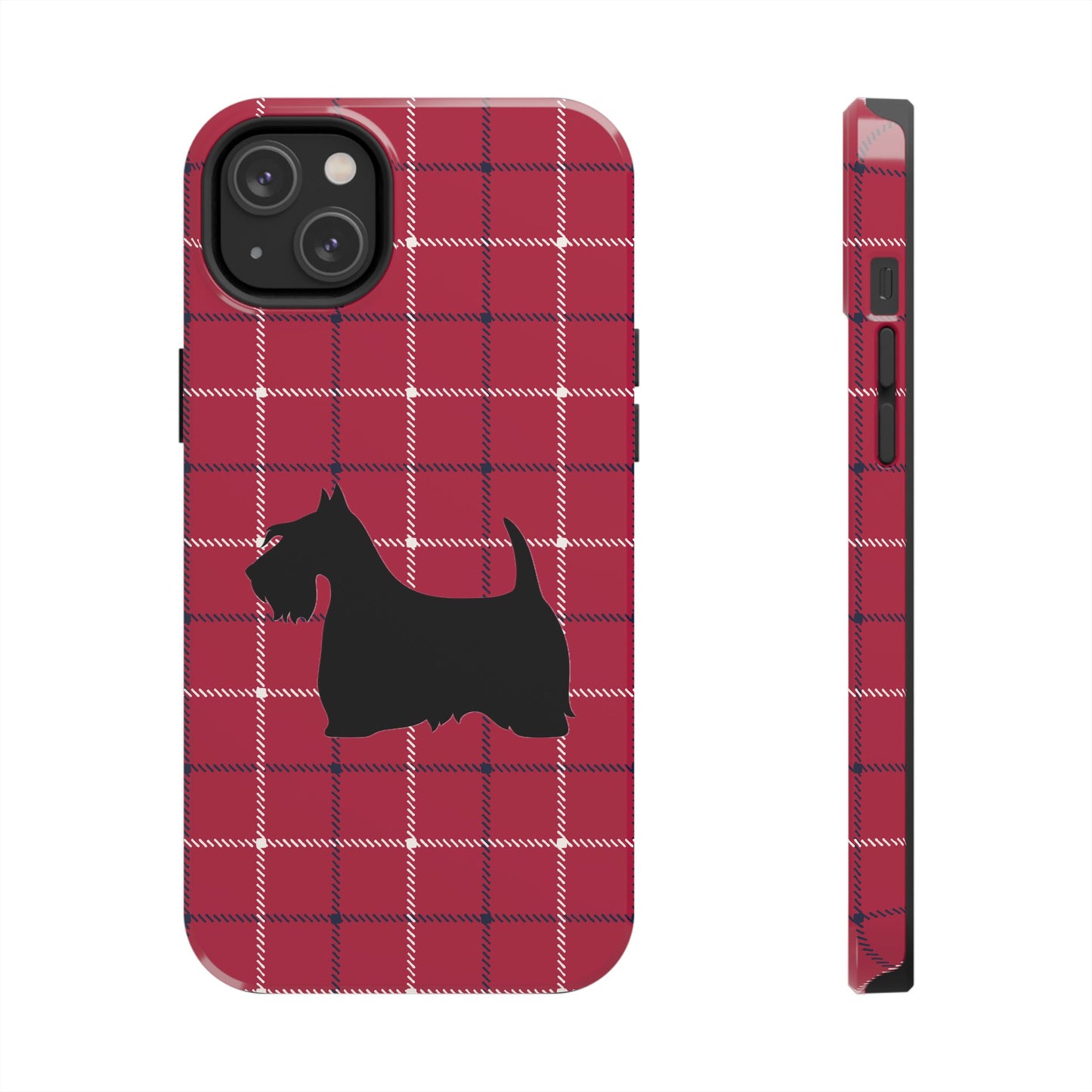 Scottish Terrier Phone Case, Tough Cases, Scottie Dog Phone Cover, Gift for Dog Lovers, Plaid Design