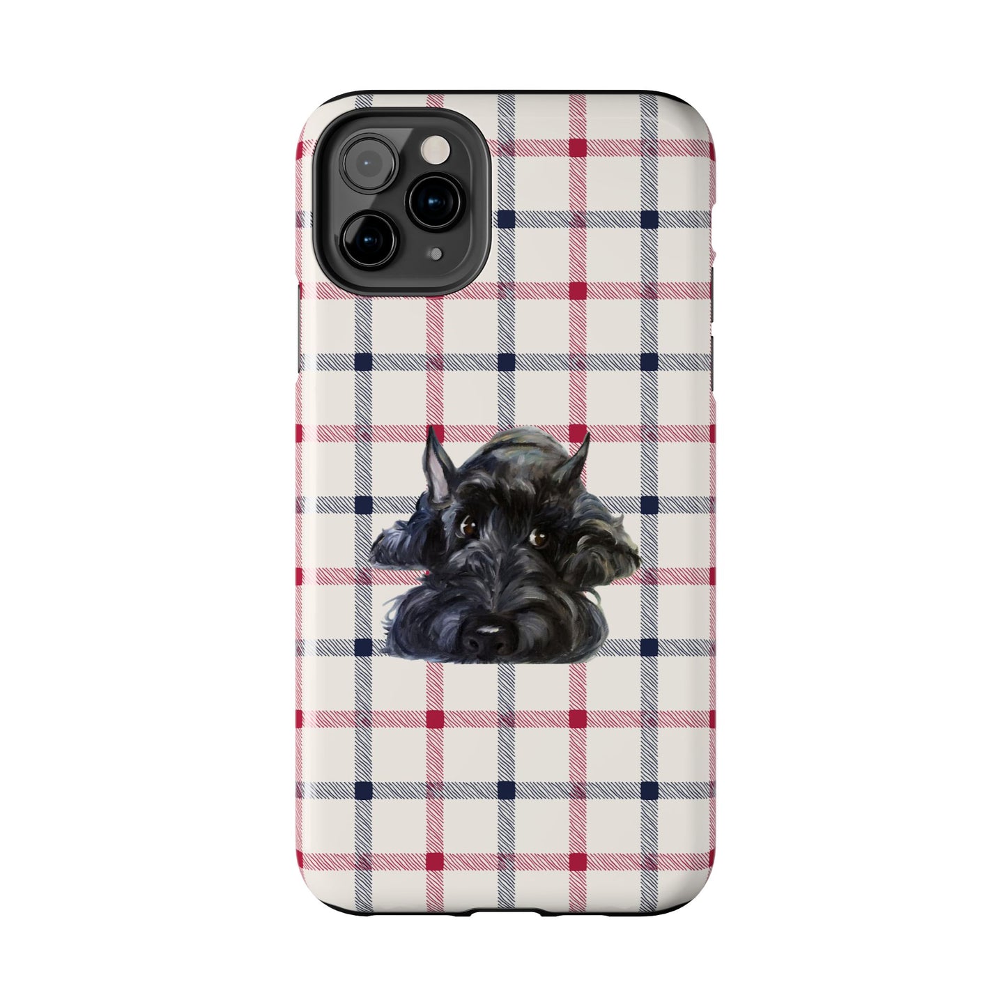 Scottish Terrier Phone Case, Tough Cases, Scottie Dog Phone Cover, Gift for Dog Lovers, Plaid Design