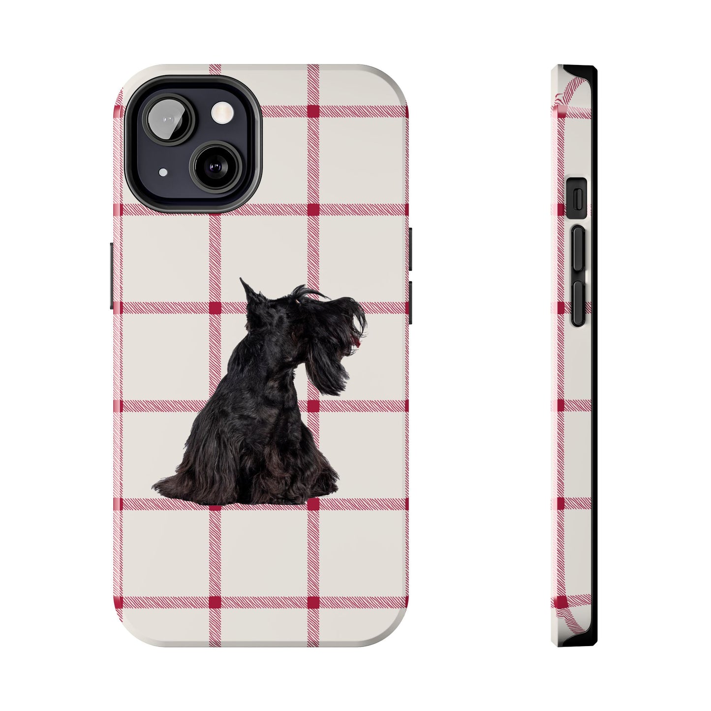 Scottish Terrier Phone Case, Tough Cases, Scottie Dog Phone Cover, Gift for Dog Lovers, Plaid Design