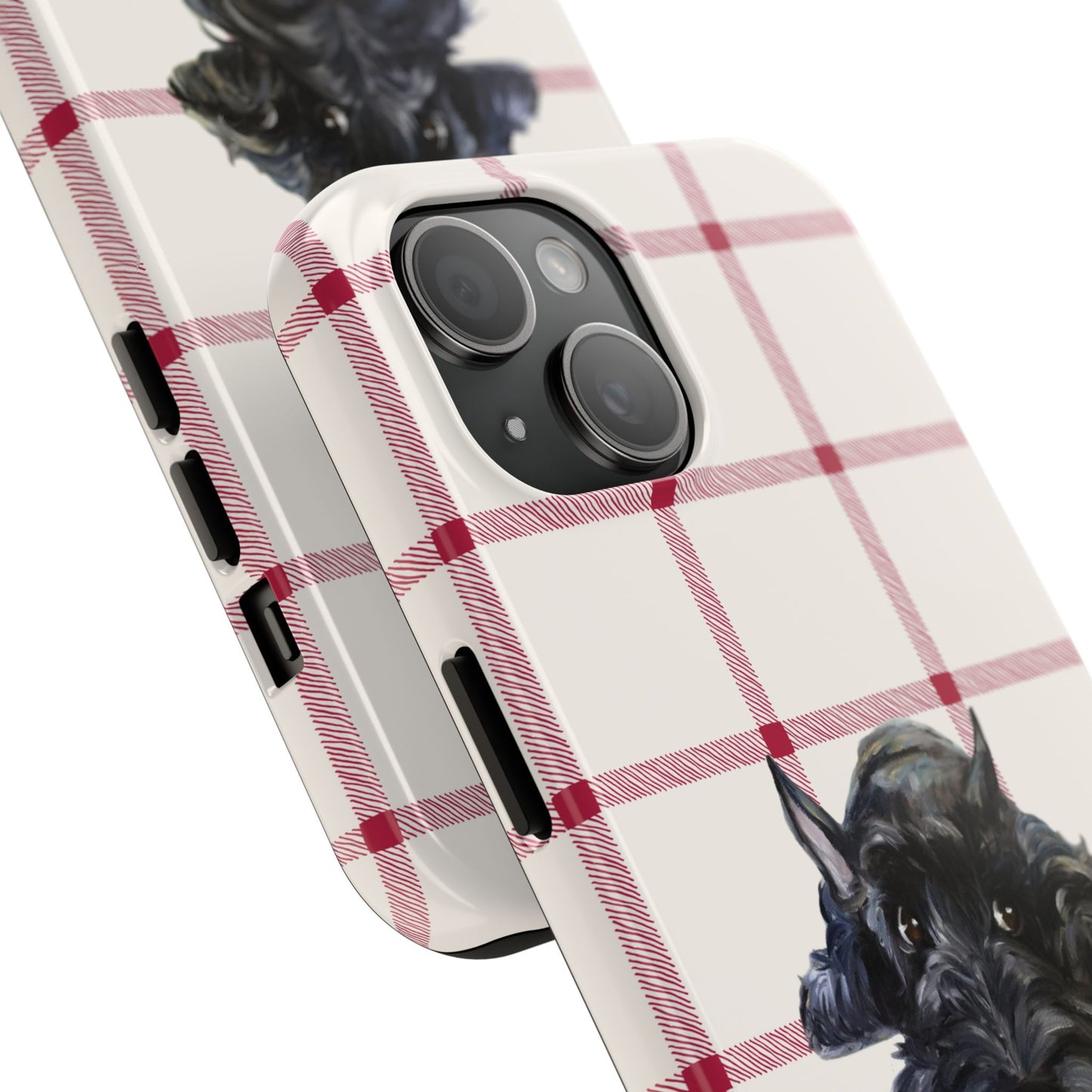 Scottish Terrier Phone Case, Tough Cases, Scottie Dog Phone Cover, Gift for Dog Lovers, Plaid Design