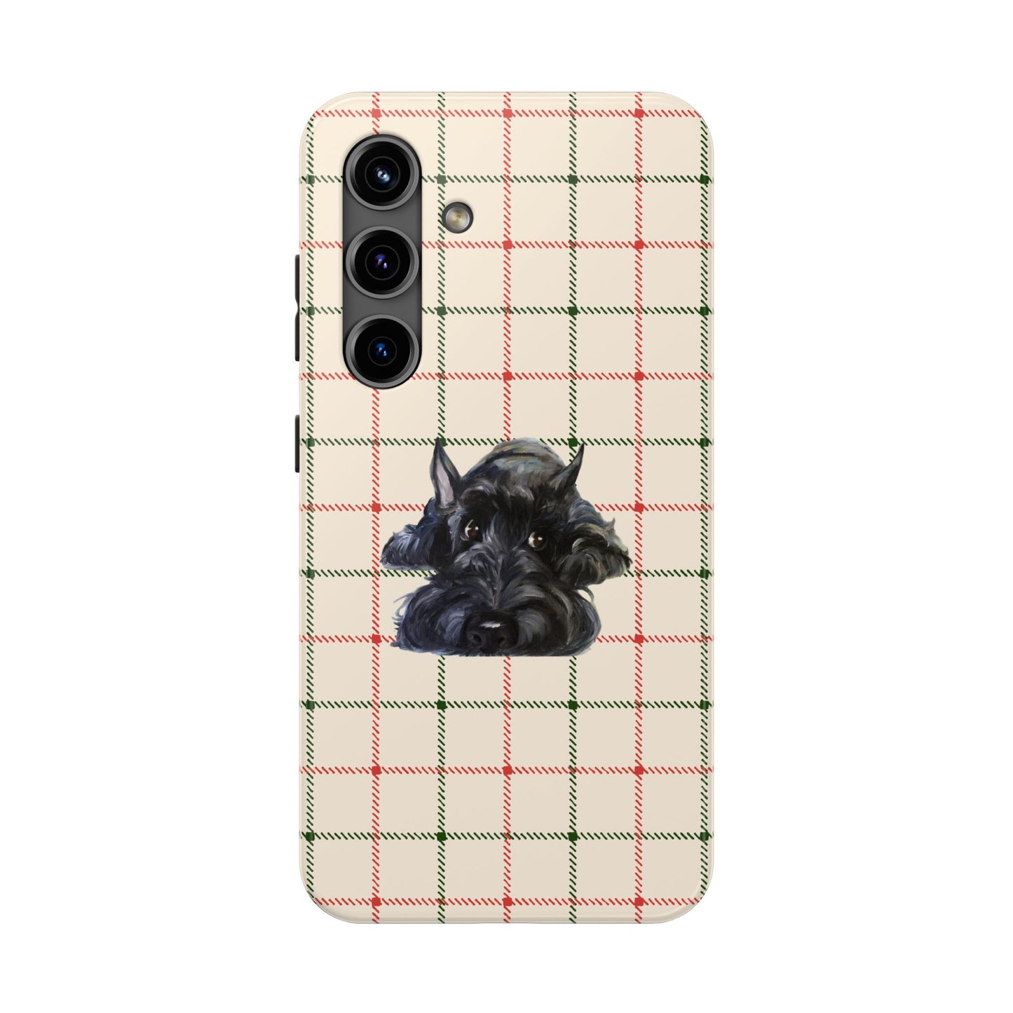 Scottish Terrier Phone Case, Tough Cases, Scottie Dog Phone Cover, Gift for Dog Lovers, Plaid Design