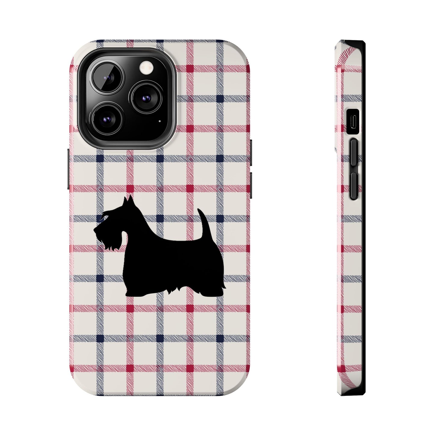 Scottish Terrier Phone Case, Tough Cases, Scottie Dog Phone Cover, Gift for Dog Lovers, Plaid Design
