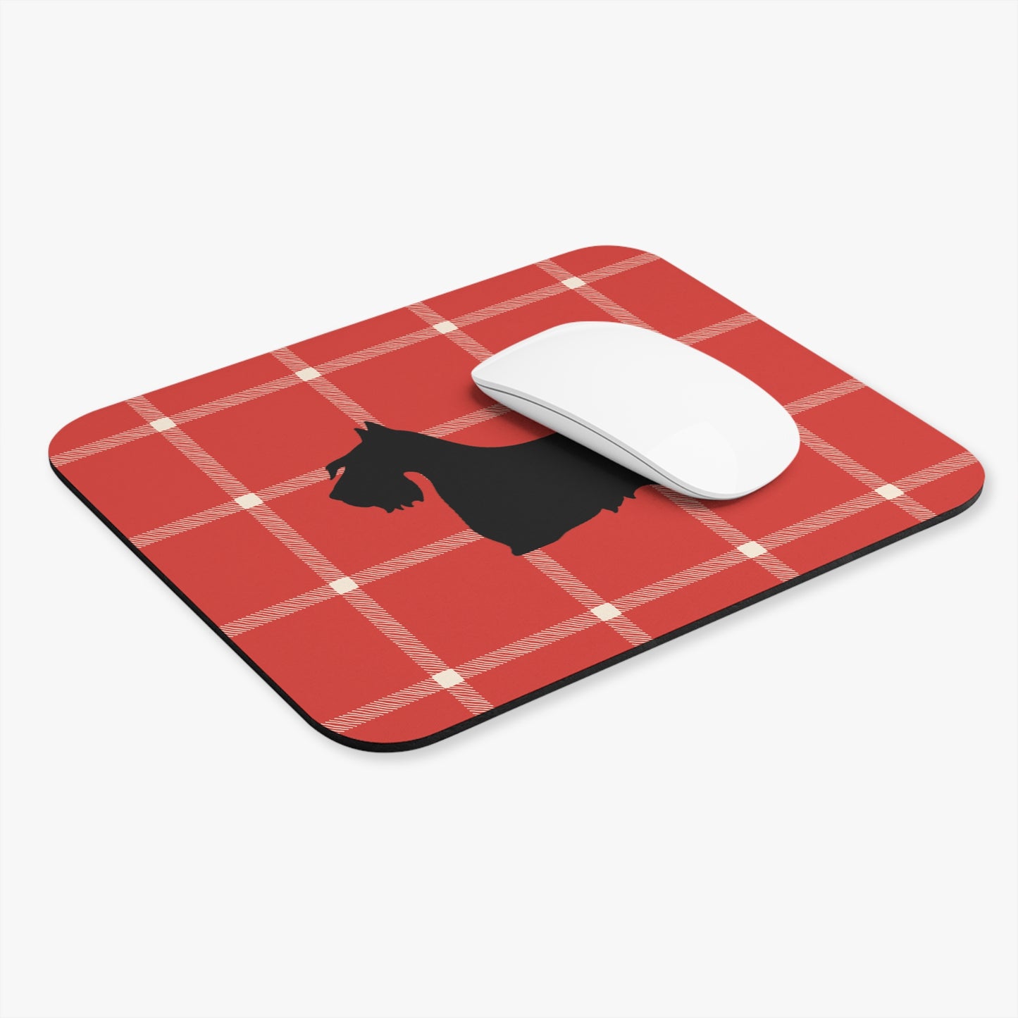 Scottish Terrier Plaid Dog Mouse Pad | Cute Dog Lover Gift | Office Decor | Stationery | Pet Themed Home Office Accessories | Animal Lover Merchandise