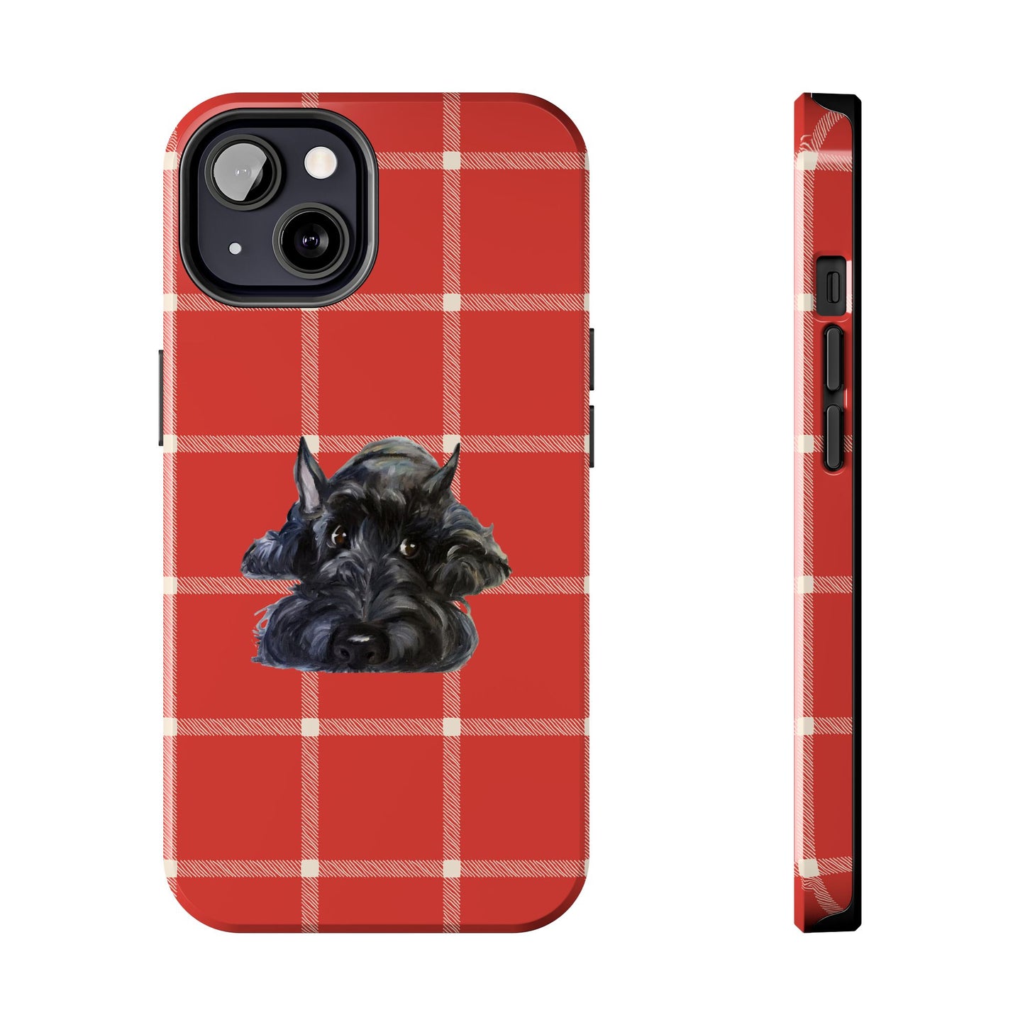 Scottish Terrier Phone Case, Tough Cases, Scottie Dog Phone Cover, Gift for Dog Lovers, Plaid Design