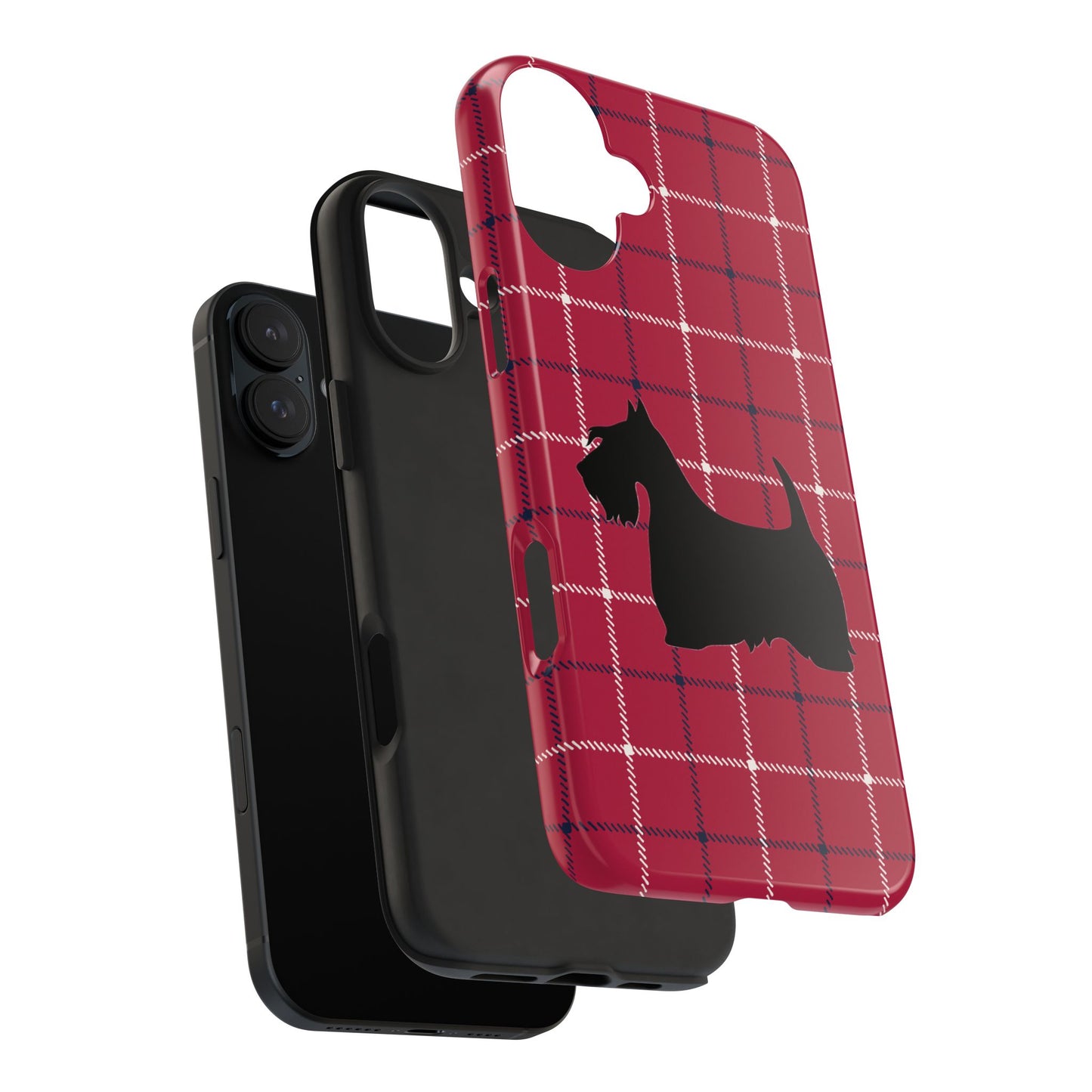 Scottish Terrier Phone Case, Tough Cases, Scottie Dog Phone Cover, Gift for Dog Lovers, Plaid Design