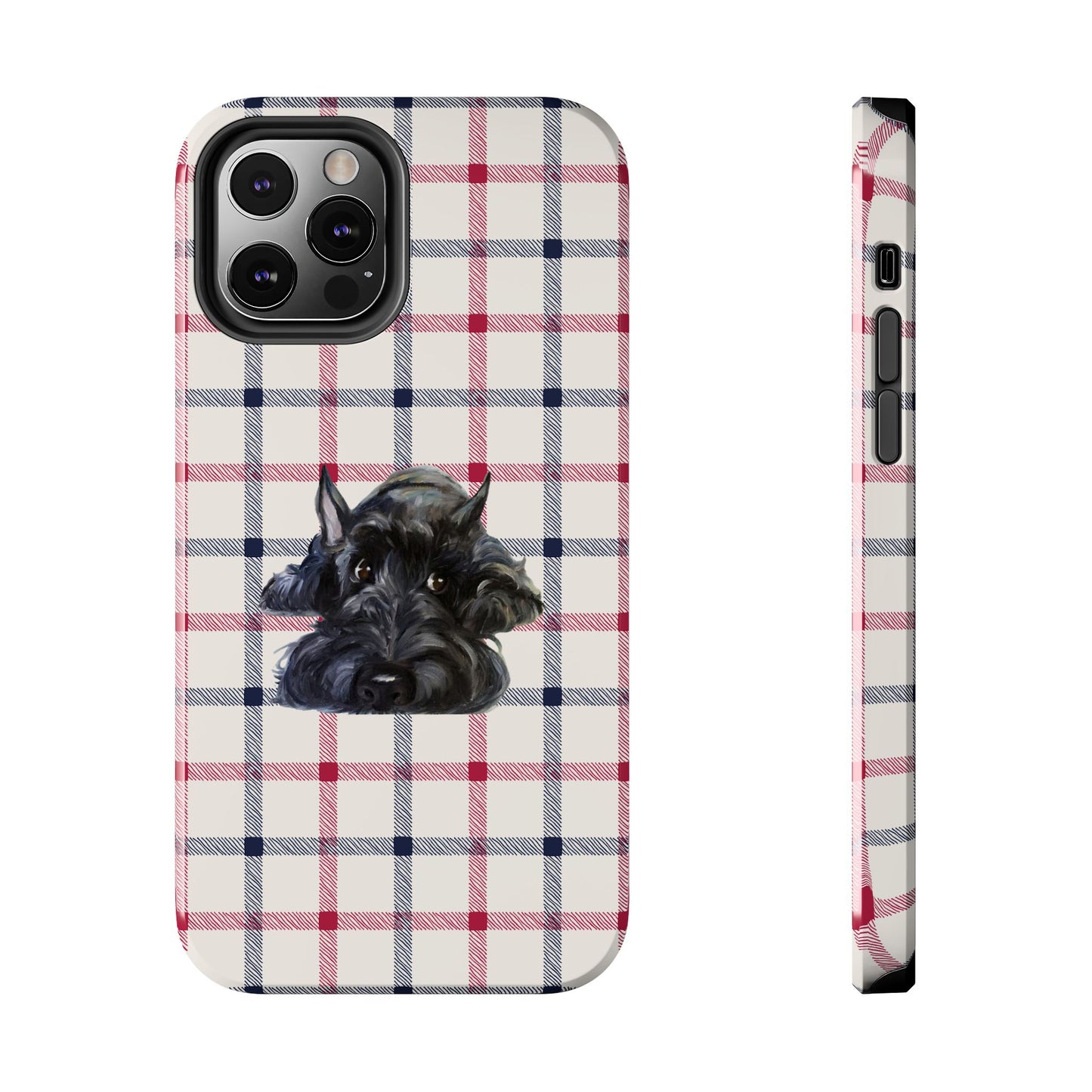 Scottish Terrier Phone Case, Tough Cases, Scottie Dog Phone Cover, Gift for Dog Lovers, Plaid Design