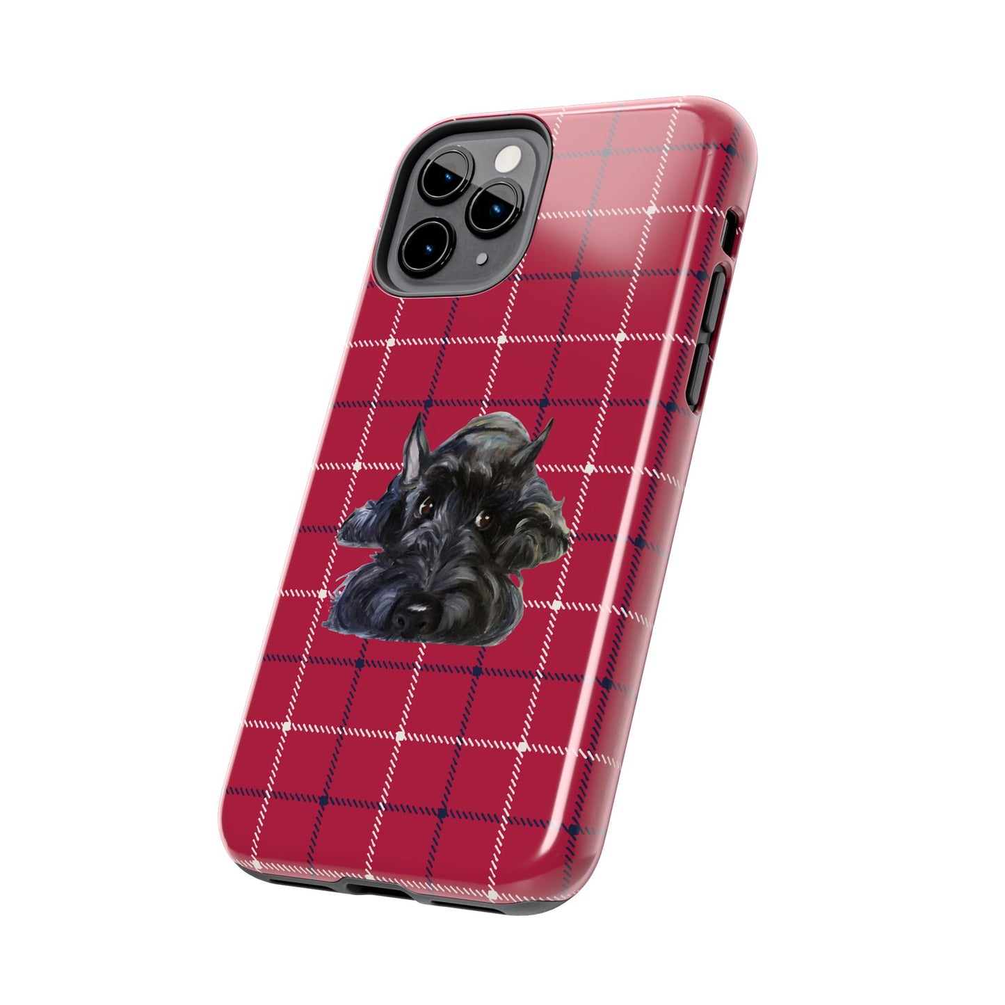 Scottish Terrier Phone Case, Tough Cases, Scottie Dog Phone Cover, Gift for Dog Lovers, Plaid Design