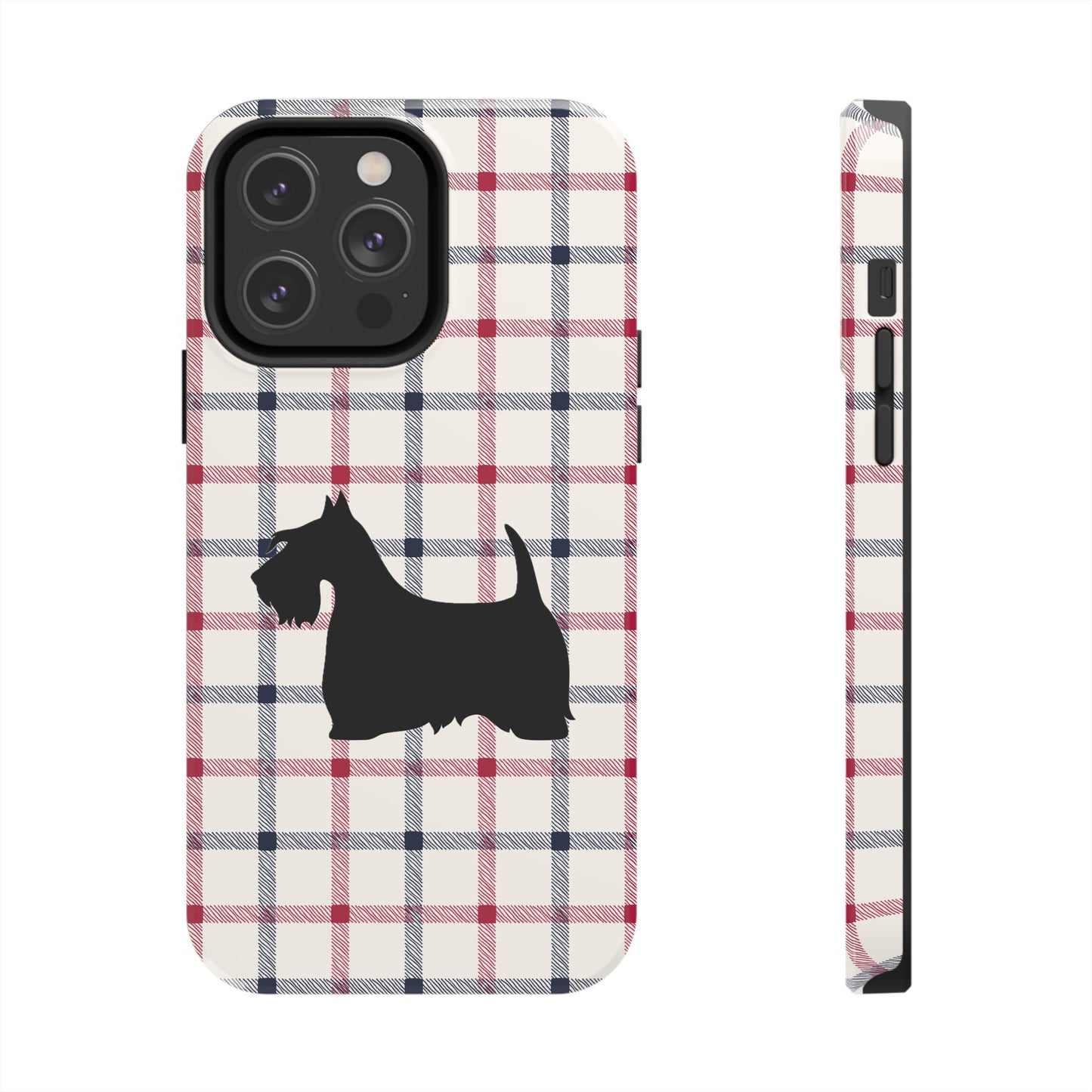 Scottish Terrier Phone Case, Tough Cases, Scottie Dog Phone Cover, Gift for Dog Lovers, Plaid Design