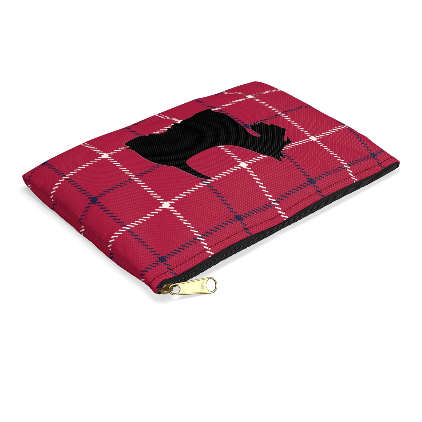 Scottish Terrier Accessory Pouch, Pet Lover Gift, Dog Travel Bag, Stylish Makeup Case, Plaid Organizer