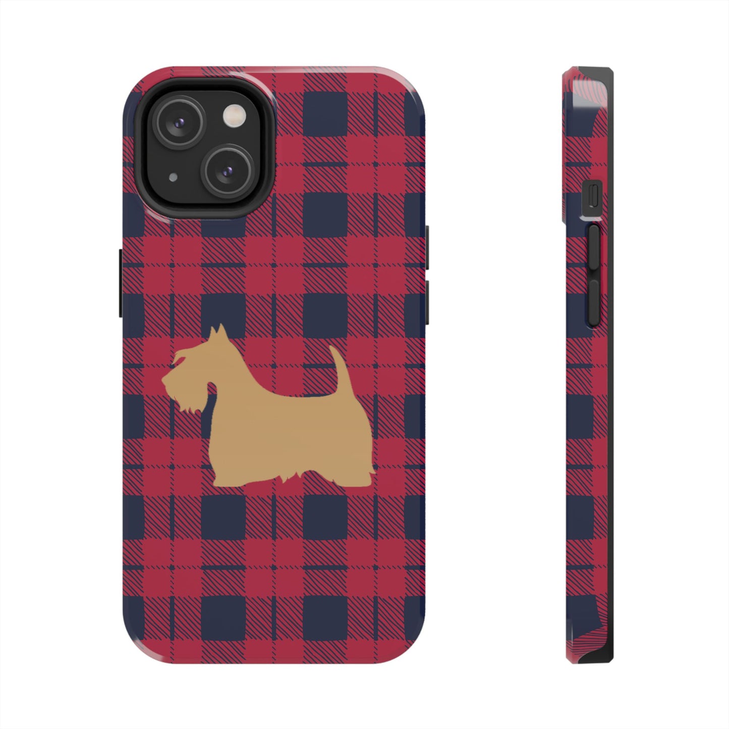 Scottish Terrier Phone Case, Tough Cases, Scottie Dog Phone Cover, Gift for Dog Lovers, Plaid Design