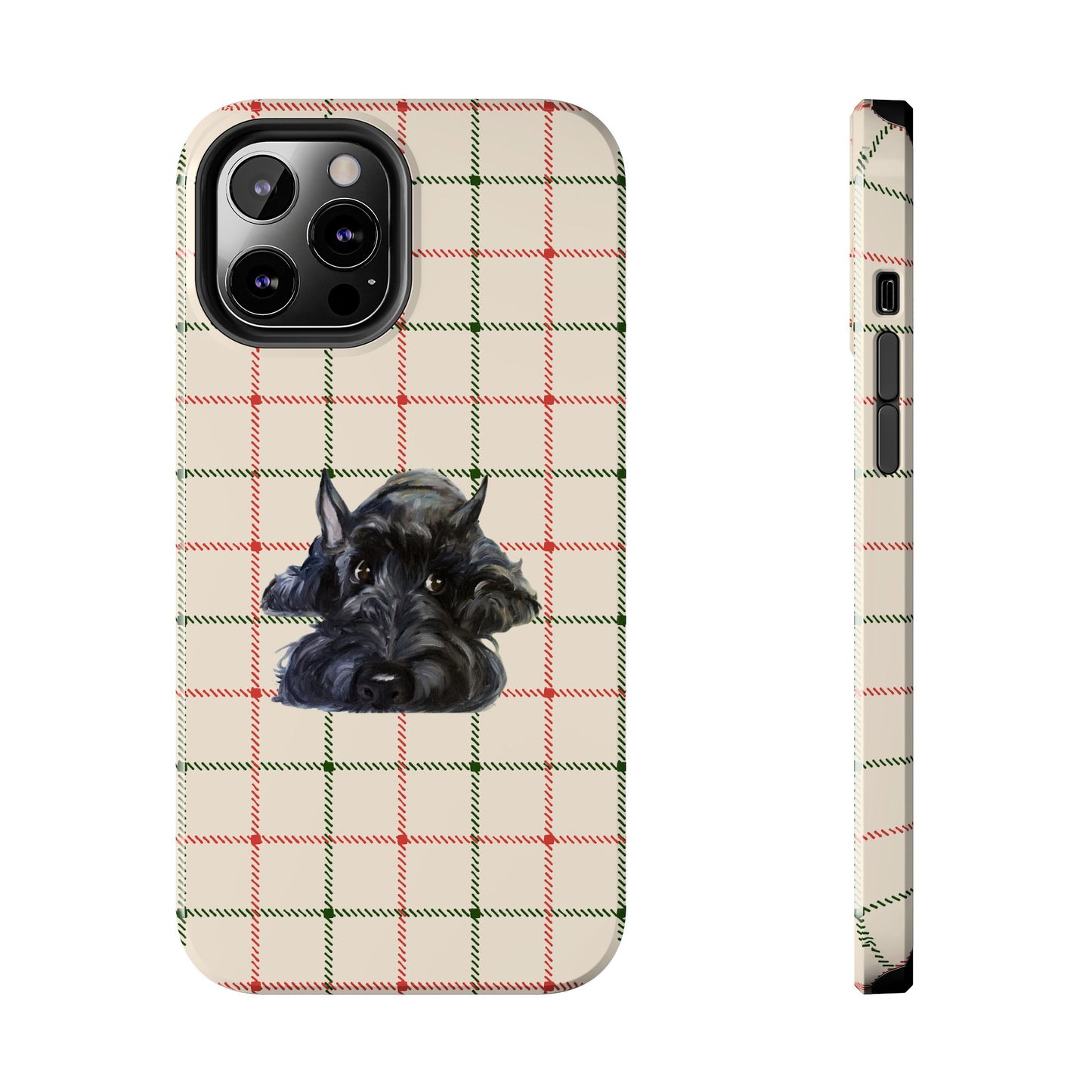 Scottish Terrier Phone Case, Tough Cases, Scottie Dog Phone Cover, Gift for Dog Lovers, Plaid Design