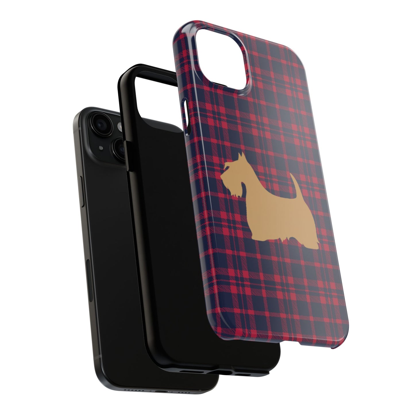 Scottish Terrier Phone Case, Tough Cases, Scottie Dog Phone Cover, Gift for Dog Lovers, Plaid Design