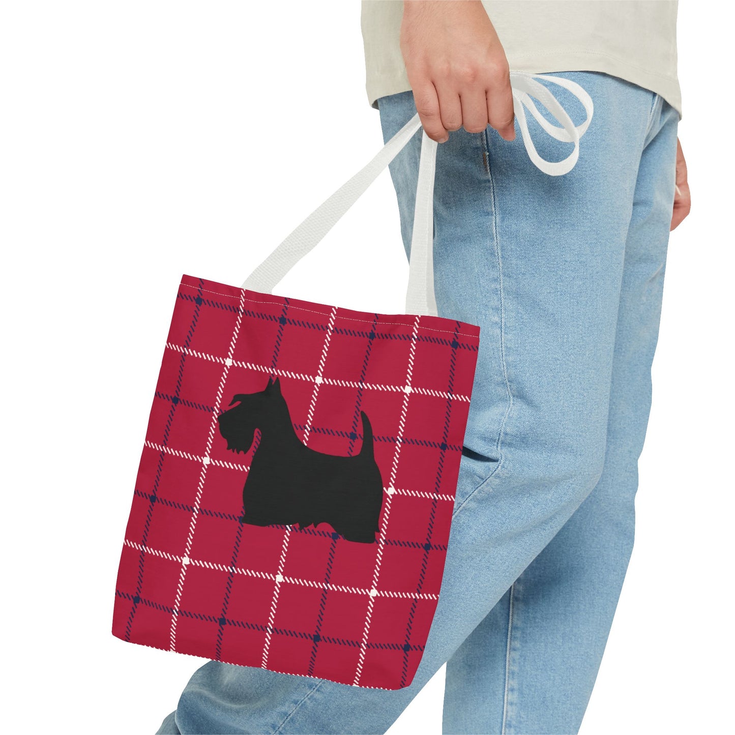 Plaid Scottish Terrier Tote Bag, Stylish Carryall for Pet Lovers, Perfect for Shopping, Beach Days, Teachers, Gifts, All-Occasion Bag